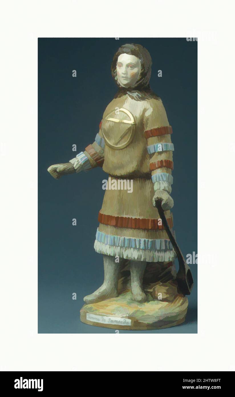 Art inspired by Samoyed Woman, ca. 1780–1800, Russian, St. Petersburg, Hard-paste porcelain, Height: 8 1/4 in. (21 cm), Ceramics-Porcelain, The Imperial Porcelain Factory entered a period of prosperity under patronage of Catherine the Great. The factory mainly served the needs of the, Classic works modernized by Artotop with a splash of modernity. Shapes, color and value, eye-catching visual impact on art. Emotions through freedom of artworks in a contemporary way. A timeless message pursuing a wildly creative new direction. Artists turning to the digital medium and creating the Artotop NFT Stock Photo