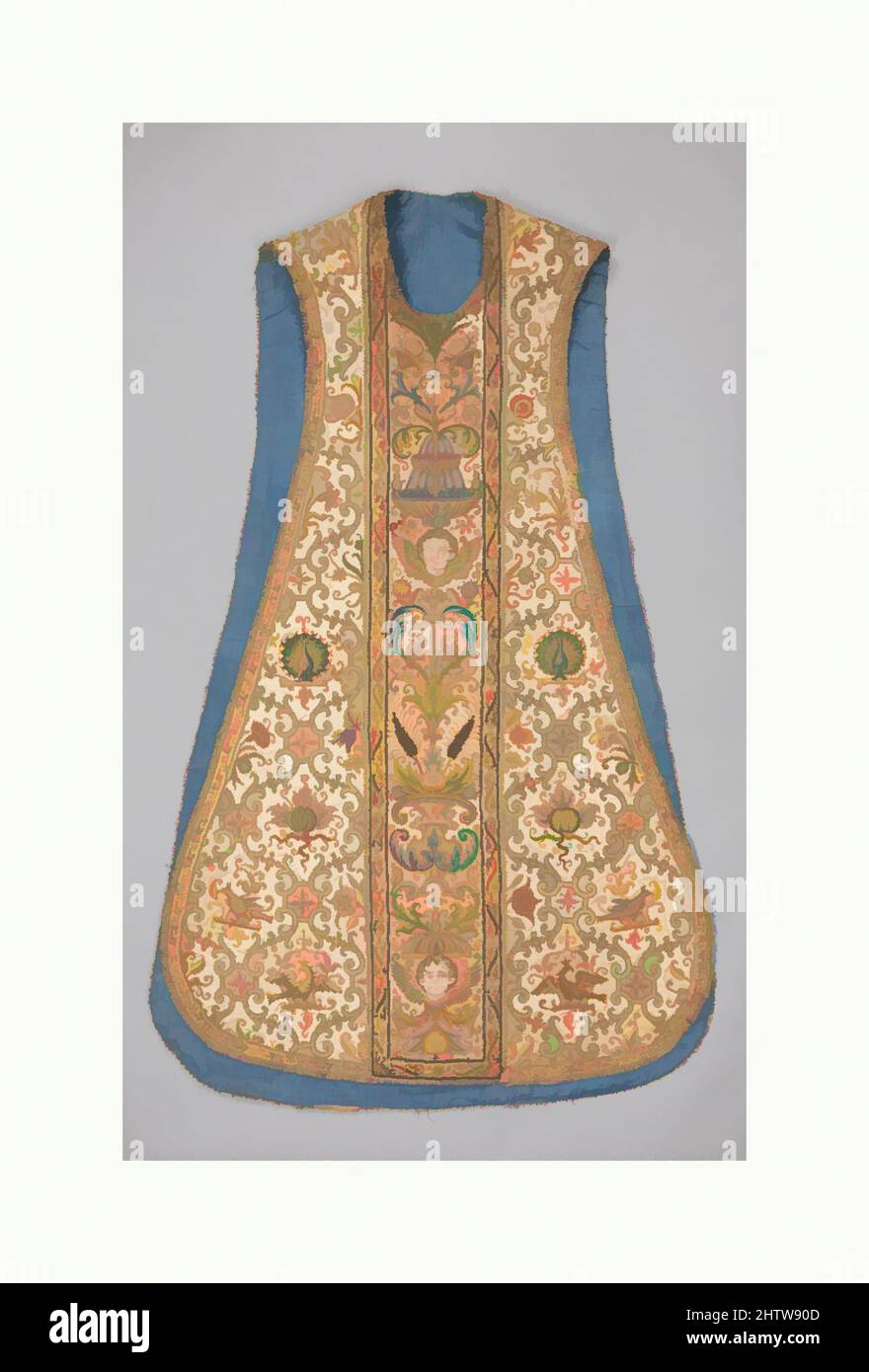Art inspired by Chasuble, 16th century, French, Canvas, silk and metal thread, L. 49 1/2 in. (125.7 cm), Textiles-Embroidered, Classic works modernized by Artotop with a splash of modernity. Shapes, color and value, eye-catching visual impact on art. Emotions through freedom of artworks in a contemporary way. A timeless message pursuing a wildly creative new direction. Artists turning to the digital medium and creating the Artotop NFT Stock Photo