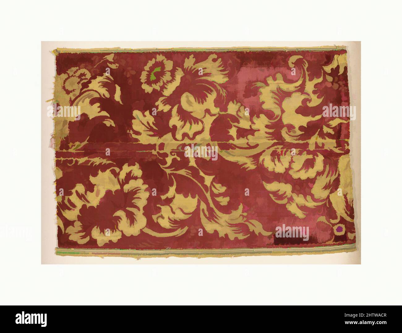 Art inspired by Fragment, late 17th century, Italian, Silk, Overall: 22 3/4 x 15 7/8 in. (57.8 x 40.3 cm), Textiles-Velvets, Classic works modernized by Artotop with a splash of modernity. Shapes, color and value, eye-catching visual impact on art. Emotions through freedom of artworks in a contemporary way. A timeless message pursuing a wildly creative new direction. Artists turning to the digital medium and creating the Artotop NFT Stock Photo