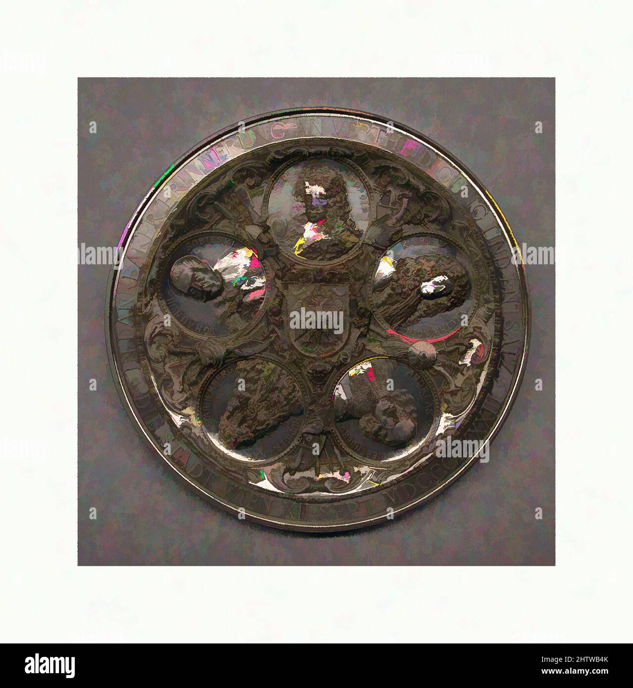 Art inspired by Bicentennial of the Siege of Vienna, 1883, Austrian, Vienna, Silvered bronze, Diameter: 72.5 mm, Medals and Plaquettes, Classic works modernized by Artotop with a splash of modernity. Shapes, color and value, eye-catching visual impact on art. Emotions through freedom of artworks in a contemporary way. A timeless message pursuing a wildly creative new direction. Artists turning to the digital medium and creating the Artotop NFT Stock Photo