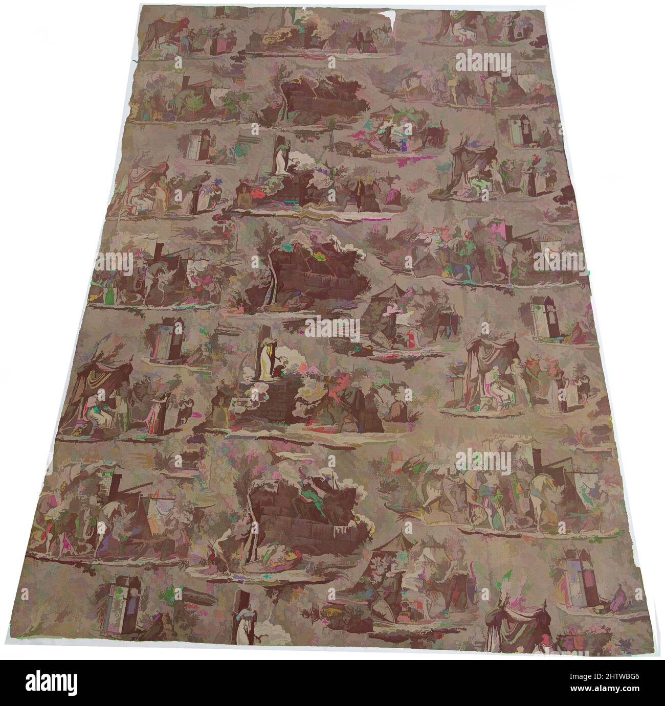 Art inspired by Joan of Arc, first quarter 19th century, French, Cotton, Overall: 71 x 45 in. (180.3 x 114.3 cm), Textiles-Printed, Classic works modernized by Artotop with a splash of modernity. Shapes, color and value, eye-catching visual impact on art. Emotions through freedom of artworks in a contemporary way. A timeless message pursuing a wildly creative new direction. Artists turning to the digital medium and creating the Artotop NFT Stock Photo