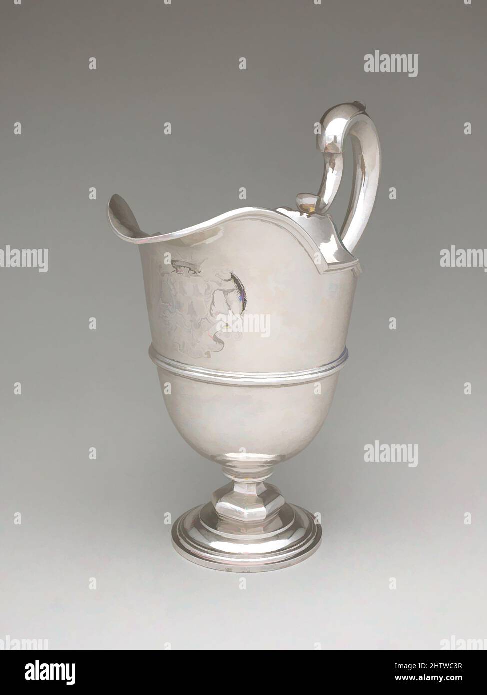 Art inspired by Ewer (one of a pair), 1740/41, British, London, Silver, Overall (wt. confirmed): 10 1/4 in., 58 oz. 3 dwt. (26 cm, 1808.5g), Metalwork-Silver, When George Booth became Earl of Warrington at the age of nineteen, he inherited the estate of Dunham Massey, which was heavily, Classic works modernized by Artotop with a splash of modernity. Shapes, color and value, eye-catching visual impact on art. Emotions through freedom of artworks in a contemporary way. A timeless message pursuing a wildly creative new direction. Artists turning to the digital medium and creating the Artotop NFT Stock Photo