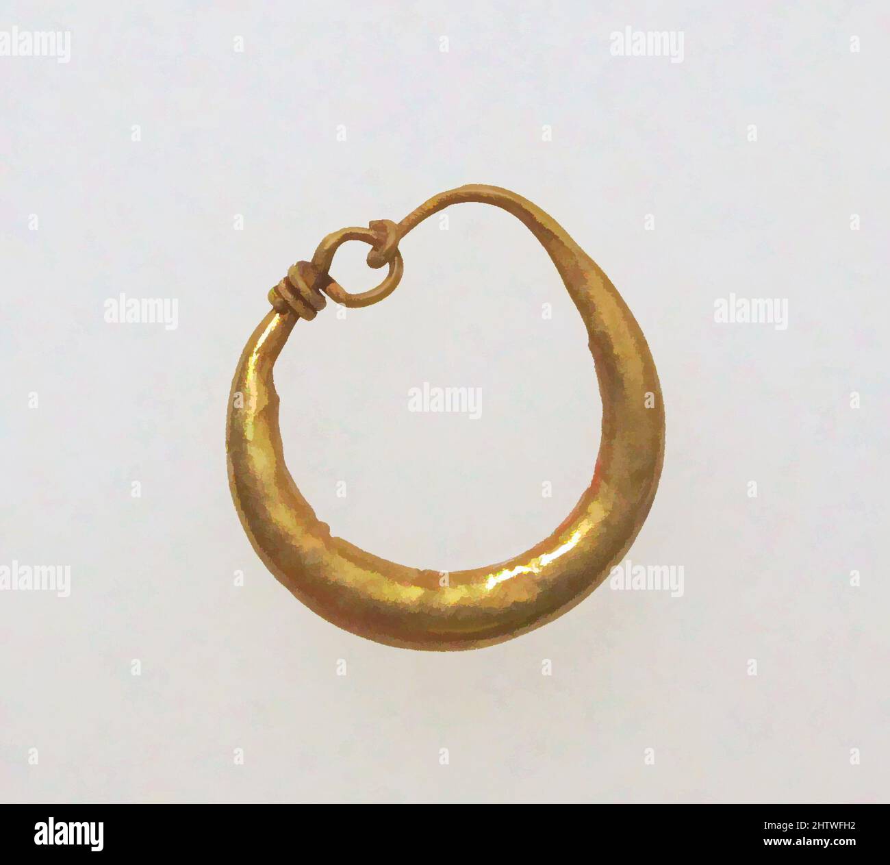 Art inspired by Earring-loop type, plain, Gold, Other: 11/16 x 1/8 x 3/4 in. (1.8 x 0.4 x 1.9 cm), Gold and Silver, Classic works modernized by Artotop with a splash of modernity. Shapes, color and value, eye-catching visual impact on art. Emotions through freedom of artworks in a contemporary way. A timeless message pursuing a wildly creative new direction. Artists turning to the digital medium and creating the Artotop NFT Stock Photo