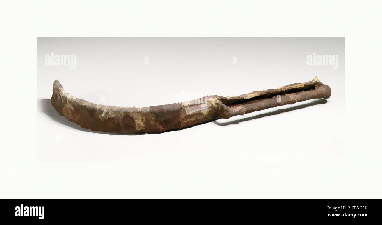 Art inspired by Strigil, Roman, Cypriot, Iron, Other: 9 3/4in. (24.8cm), Bronzes, Broad blade with long, leaf-shaped attachment riveted on, Classic works modernized by Artotop with a splash of modernity. Shapes, color and value, eye-catching visual impact on art. Emotions through freedom of artworks in a contemporary way. A timeless message pursuing a wildly creative new direction. Artists turning to the digital medium and creating the Artotop NFT Stock Photo