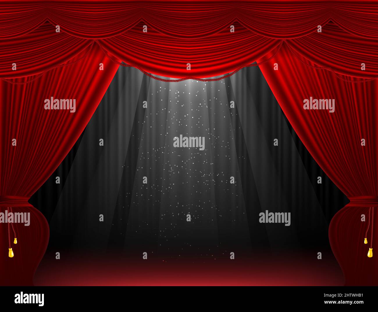 Red stage curtain illustration background. Stock Vector