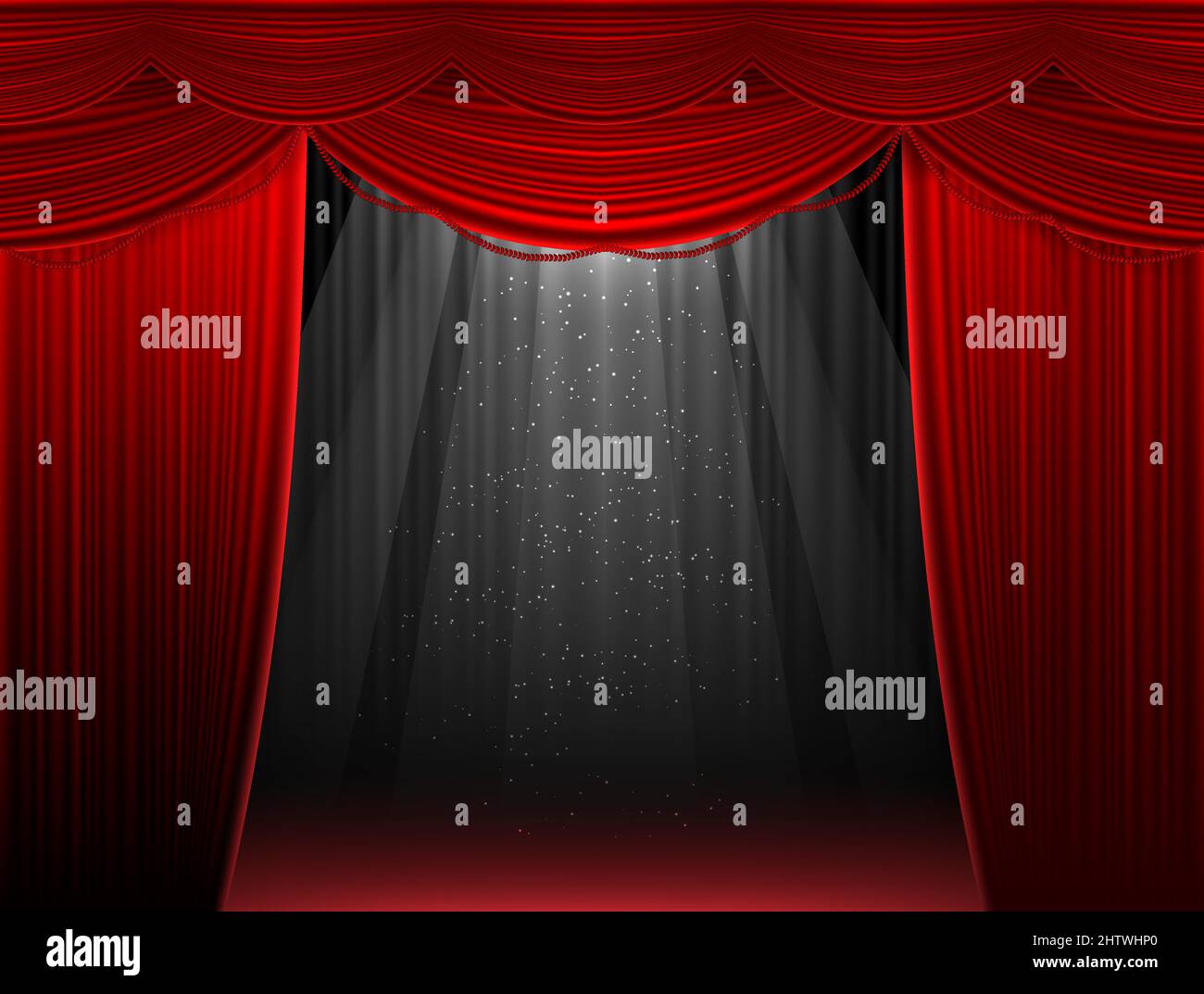 Red stage curtain illustration background Stock Vector