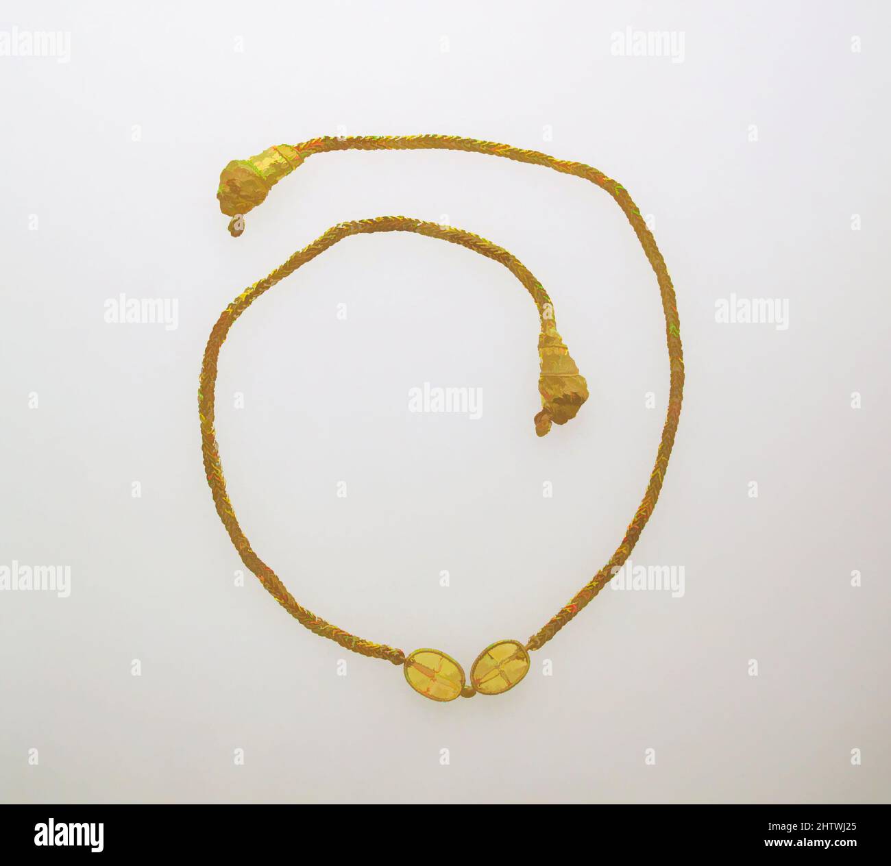 Art inspired by Necklace, chain, 7th–5th Century B.C., Etruscan, GOLD, Other: 18 1/2 in. (47 cm), Gold and Silver, Classic works modernized by Artotop with a splash of modernity. Shapes, color and value, eye-catching visual impact on art. Emotions through freedom of artworks in a contemporary way. A timeless message pursuing a wildly creative new direction. Artists turning to the digital medium and creating the Artotop NFT Stock Photo