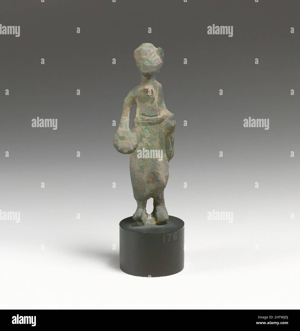 Art inspired by Statuette of a man with vessel, Bronze, H.: 3 7/16 in. (8.7 cm), Bronzes, Classic works modernized by Artotop with a splash of modernity. Shapes, color and value, eye-catching visual impact on art. Emotions through freedom of artworks in a contemporary way. A timeless message pursuing a wildly creative new direction. Artists turning to the digital medium and creating the Artotop NFT Stock Photo