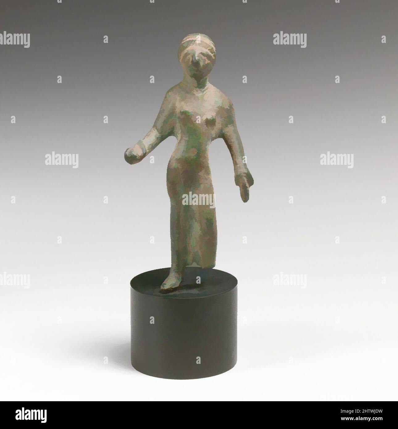 Art inspired by Statuette of a woman, Bronze, H.: 3 7/16 in. (8.7 cm), Bronzes, Classic works modernized by Artotop with a splash of modernity. Shapes, color and value, eye-catching visual impact on art. Emotions through freedom of artworks in a contemporary way. A timeless message pursuing a wildly creative new direction. Artists turning to the digital medium and creating the Artotop NFT Stock Photo