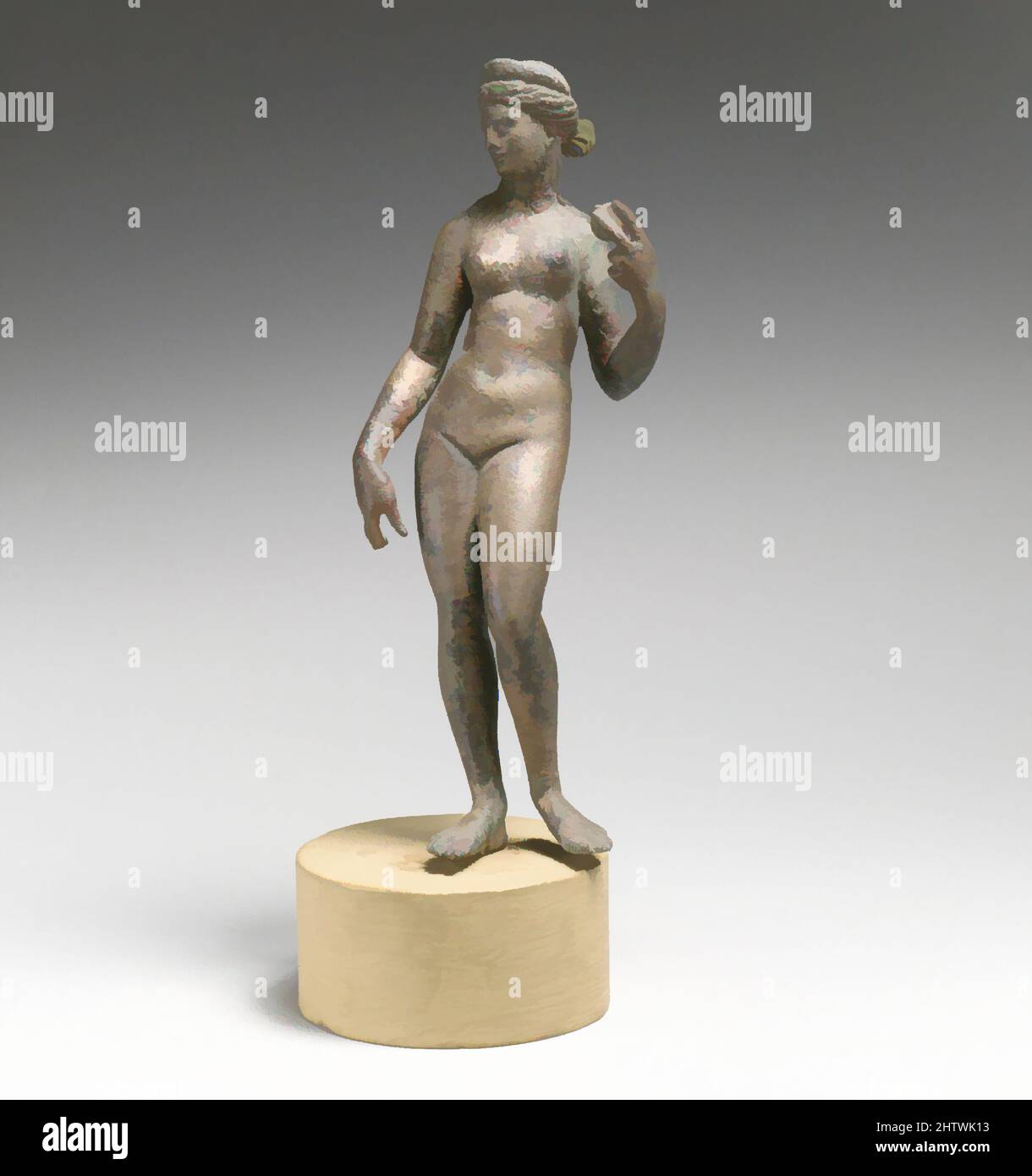 Art inspired by Statuette of Aphrodite with apple, Bronze, H.: 6 3/8 in. (16.2 cm), Bronzes, Classic works modernized by Artotop with a splash of modernity. Shapes, color and value, eye-catching visual impact on art. Emotions through freedom of artworks in a contemporary way. A timeless message pursuing a wildly creative new direction. Artists turning to the digital medium and creating the Artotop NFT Stock Photo
