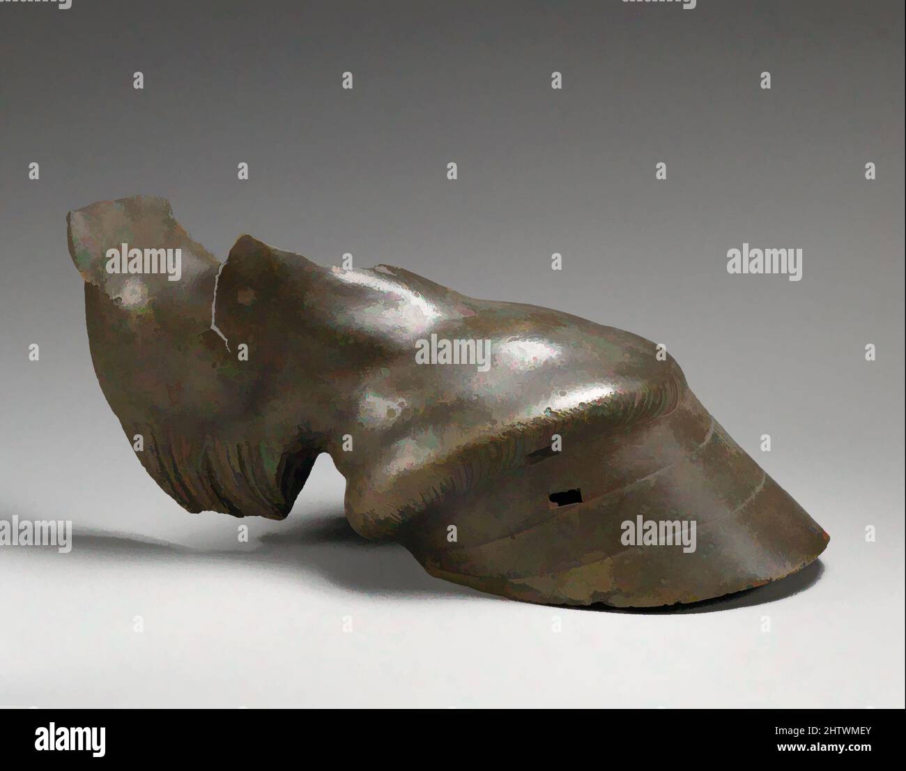Art inspired by Bronze hoof of a horse, Imperial, 1st–2nd century A.D., tRoman, Bronze, Other: 11 in. (27.9 cm), Bronzes, The hoof is from a hind leg, Classic works modernized by Artotop with a splash of modernity. Shapes, color and value, eye-catching visual impact on art. Emotions through freedom of artworks in a contemporary way. A timeless message pursuing a wildly creative new direction. Artists turning to the digital medium and creating the Artotop NFT Stock Photo