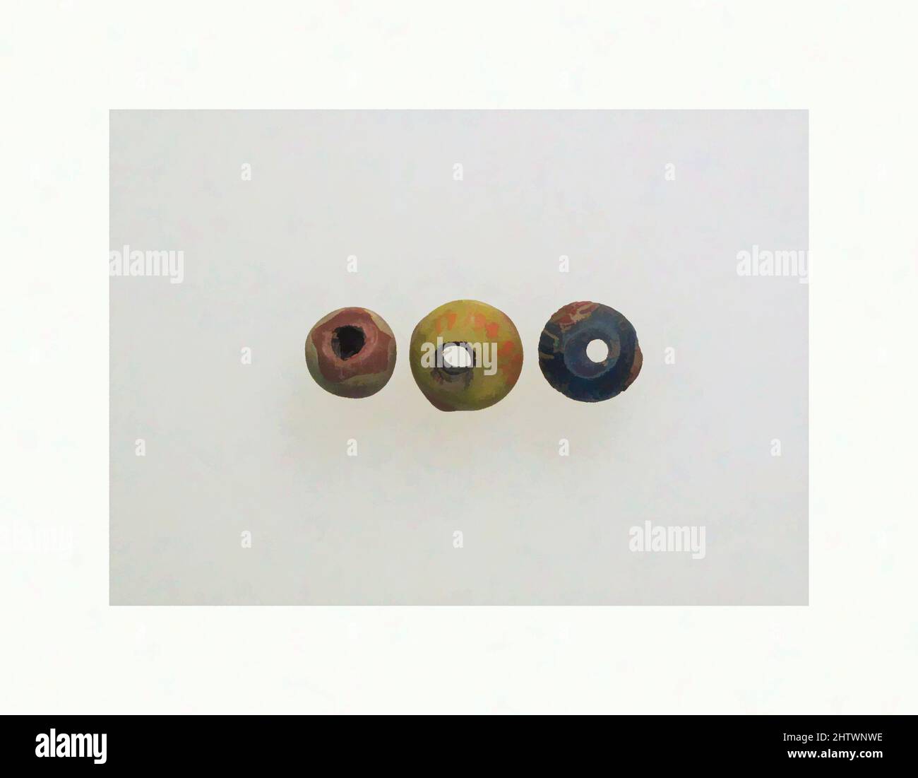 Art inspired by Beads, 3, Roman, Glass, Diameter (Bead 1): 3 13/16 in. (9.7 cm), Glass, Classic works modernized by Artotop with a splash of modernity. Shapes, color and value, eye-catching visual impact on art. Emotions through freedom of artworks in a contemporary way. A timeless message pursuing a wildly creative new direction. Artists turning to the digital medium and creating the Artotop NFT Stock Photo