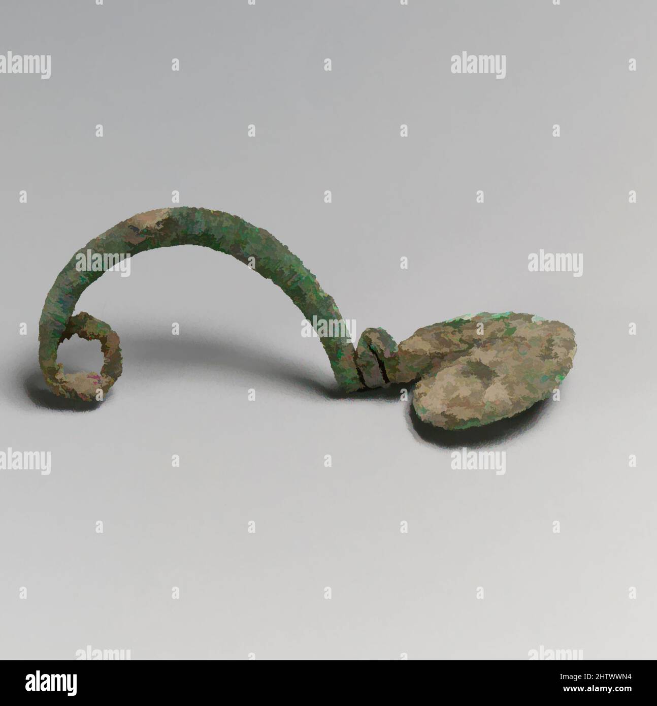 Art inspired by Fibula, Geometric, 9th–8th century B.C., Italic, Villanovan, Bronze, Other: 3 7/16 in. (8.8 cm), Bronzes, Classic works modernized by Artotop with a splash of modernity. Shapes, color and value, eye-catching visual impact on art. Emotions through freedom of artworks in a contemporary way. A timeless message pursuing a wildly creative new direction. Artists turning to the digital medium and creating the Artotop NFT Stock Photo