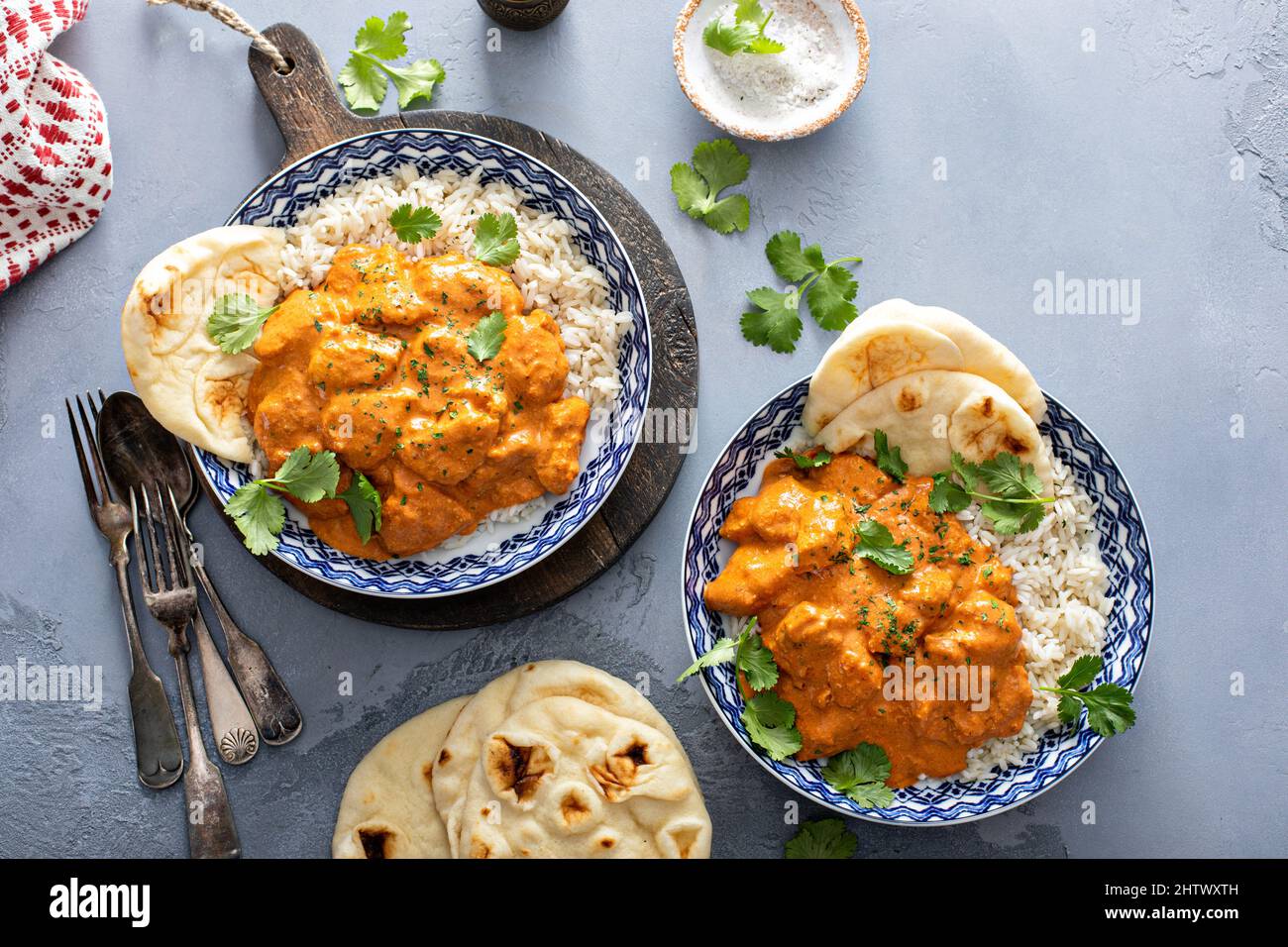 Chicken tikka masala, cooked marinated chicken in spiced curry sauce ...