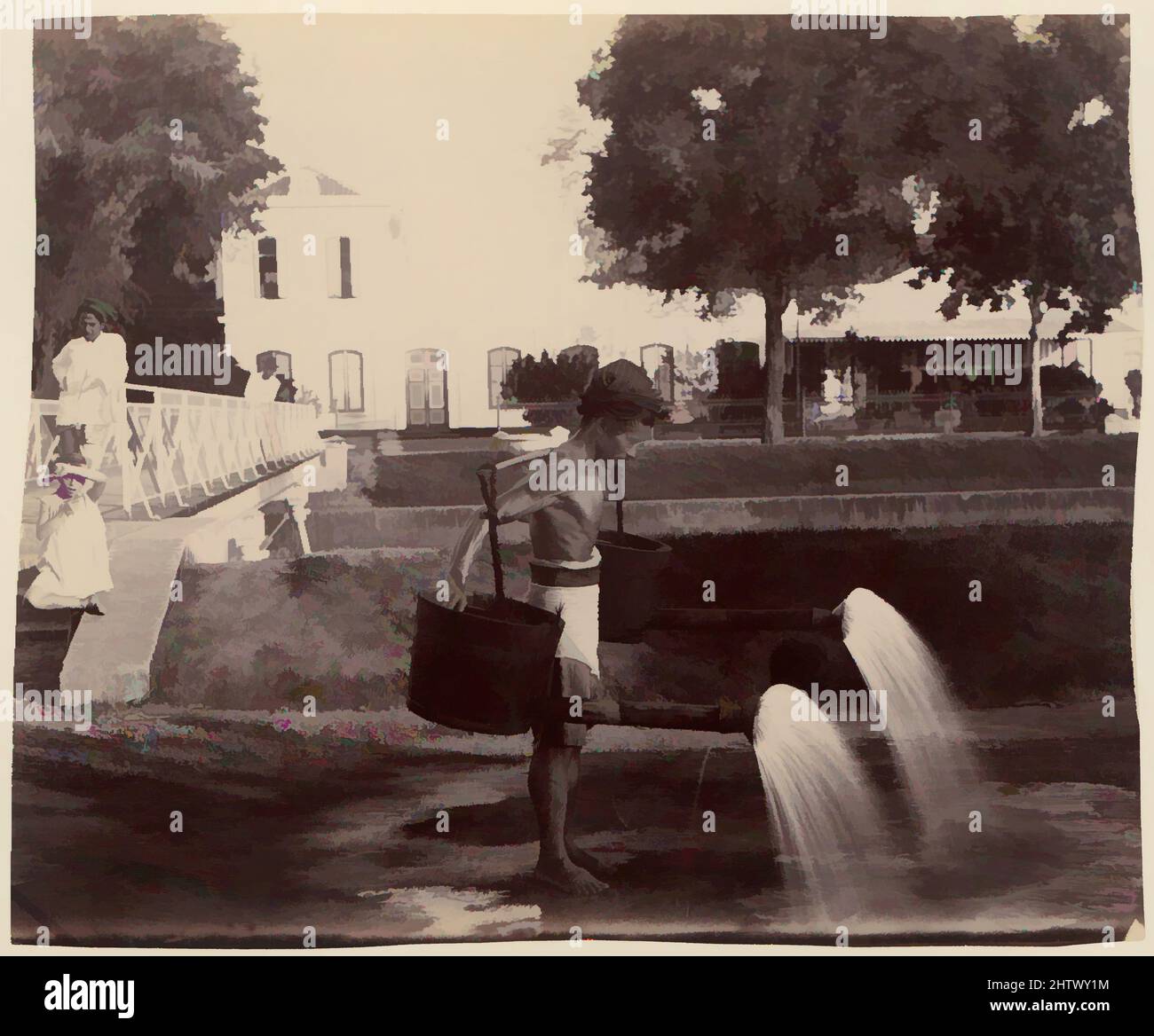 Art inspired by Street Sprinkler, Batavia, 1860s–70s, Albumen silver print from glass negative, 21.0 x 25.3 cm (8 1/4 x 9 15/16 in.), Photographs, Unknown, Classic works modernized by Artotop with a splash of modernity. Shapes, color and value, eye-catching visual impact on art. Emotions through freedom of artworks in a contemporary way. A timeless message pursuing a wildly creative new direction. Artists turning to the digital medium and creating the Artotop NFT Stock Photo