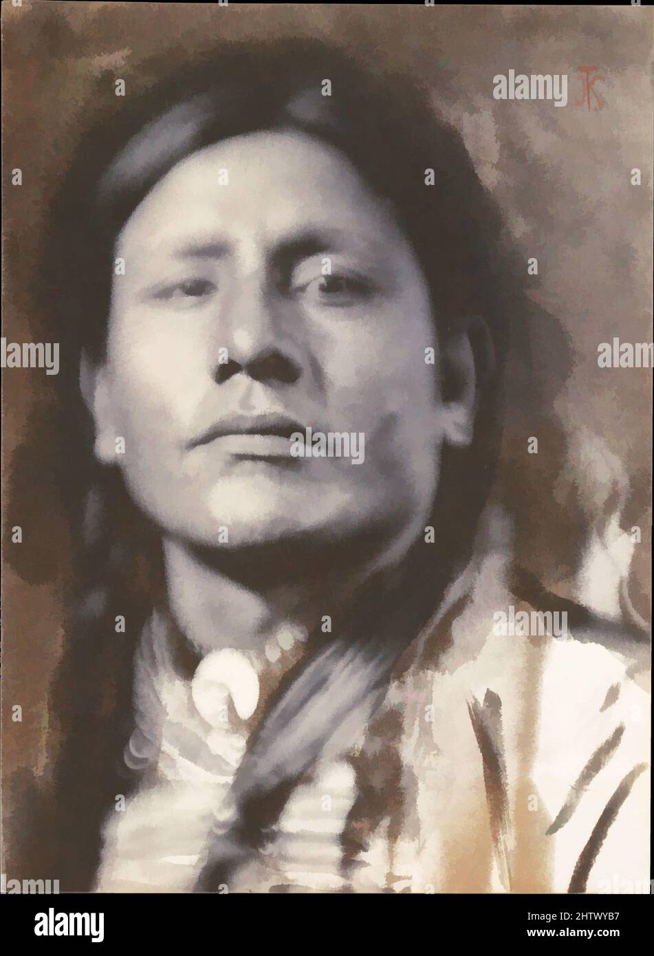 Art inspired by A Sioux Chief, ca. 1898, Platinum print, 19.3 x 14.1 cm. (7 5/8 x 5 9/16 in.), Photographs, Joseph T. Keiley (American, 1869–1914), Keiley’s association with Stieglitz began about 1898, the year he and Gertrude Käsebier photographed a group of Lakota Sioux—including, Classic works modernized by Artotop with a splash of modernity. Shapes, color and value, eye-catching visual impact on art. Emotions through freedom of artworks in a contemporary way. A timeless message pursuing a wildly creative new direction. Artists turning to the digital medium and creating the Artotop NFT Stock Photo