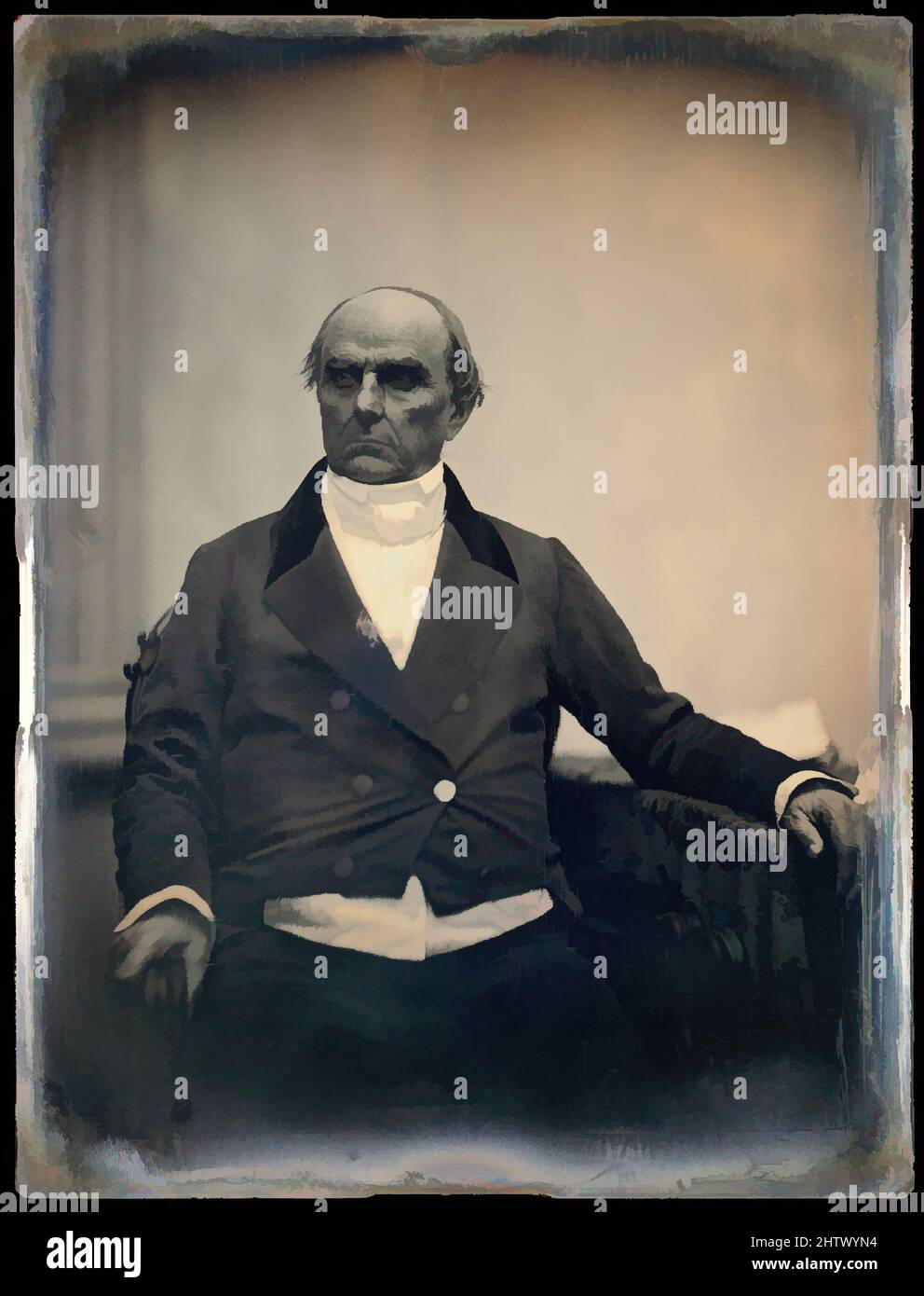 Art inspired by Daniel Webster, ca. 1850, Daguerreotype, 21.5 x 16.6 cm (8 7/16 x 6 9/16 in.), Photographs, Albert Sands Southworth (American, West Fairlee, Vermont 1811–1894 Charlestown, Massachusetts), Josiah Johnson Hawes (American, Wayland, Massachusetts 1808–1901 Crawford Notch, Classic works modernized by Artotop with a splash of modernity. Shapes, color and value, eye-catching visual impact on art. Emotions through freedom of artworks in a contemporary way. A timeless message pursuing a wildly creative new direction. Artists turning to the digital medium and creating the Artotop NFT Stock Photo
