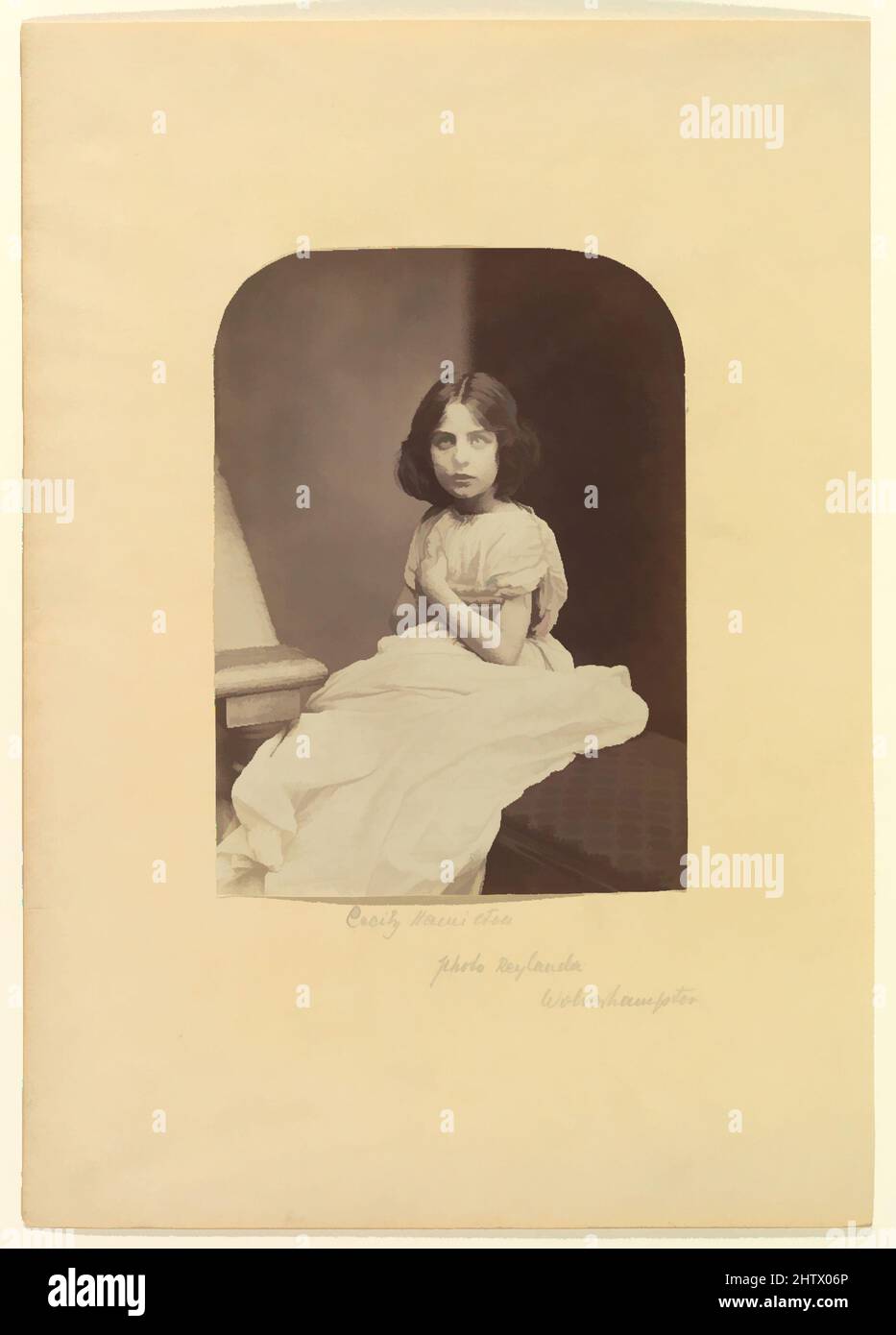 Art inspired by Cecily Hamilton, 1863–1867, Albumen silver print from glass negative, Photographs, Oscar Gustav Rejlander (British, born Sweden, 1813–1875), In 1863 Rejlander visited Freshwater on the Isle of Wight. He photographed the family of his friend Alfred, Lord Tennyson as well, Classic works modernized by Artotop with a splash of modernity. Shapes, color and value, eye-catching visual impact on art. Emotions through freedom of artworks in a contemporary way. A timeless message pursuing a wildly creative new direction. Artists turning to the digital medium and creating the Artotop NFT Stock Photo