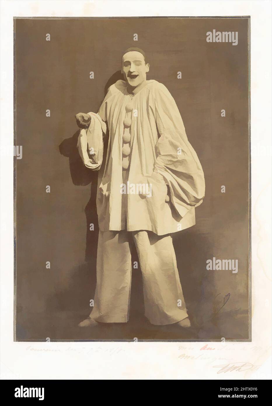 Art inspired by Pierrot Laughing, 1855, Gelatin-coated salted paper print (vernis-cuir), 27.3 x 19.8 cm (10 3/4 x 7 13/16 in.), Photographs, Nadar (French, Paris 1820–1910 Paris), Adrien Tournachon (French, 1825–1903), We owe the contemporary image of Pierrot to the famous mime Jean-, Classic works modernized by Artotop with a splash of modernity. Shapes, color and value, eye-catching visual impact on art. Emotions through freedom of artworks in a contemporary way. A timeless message pursuing a wildly creative new direction. Artists turning to the digital medium and creating the Artotop NFT Stock Photo