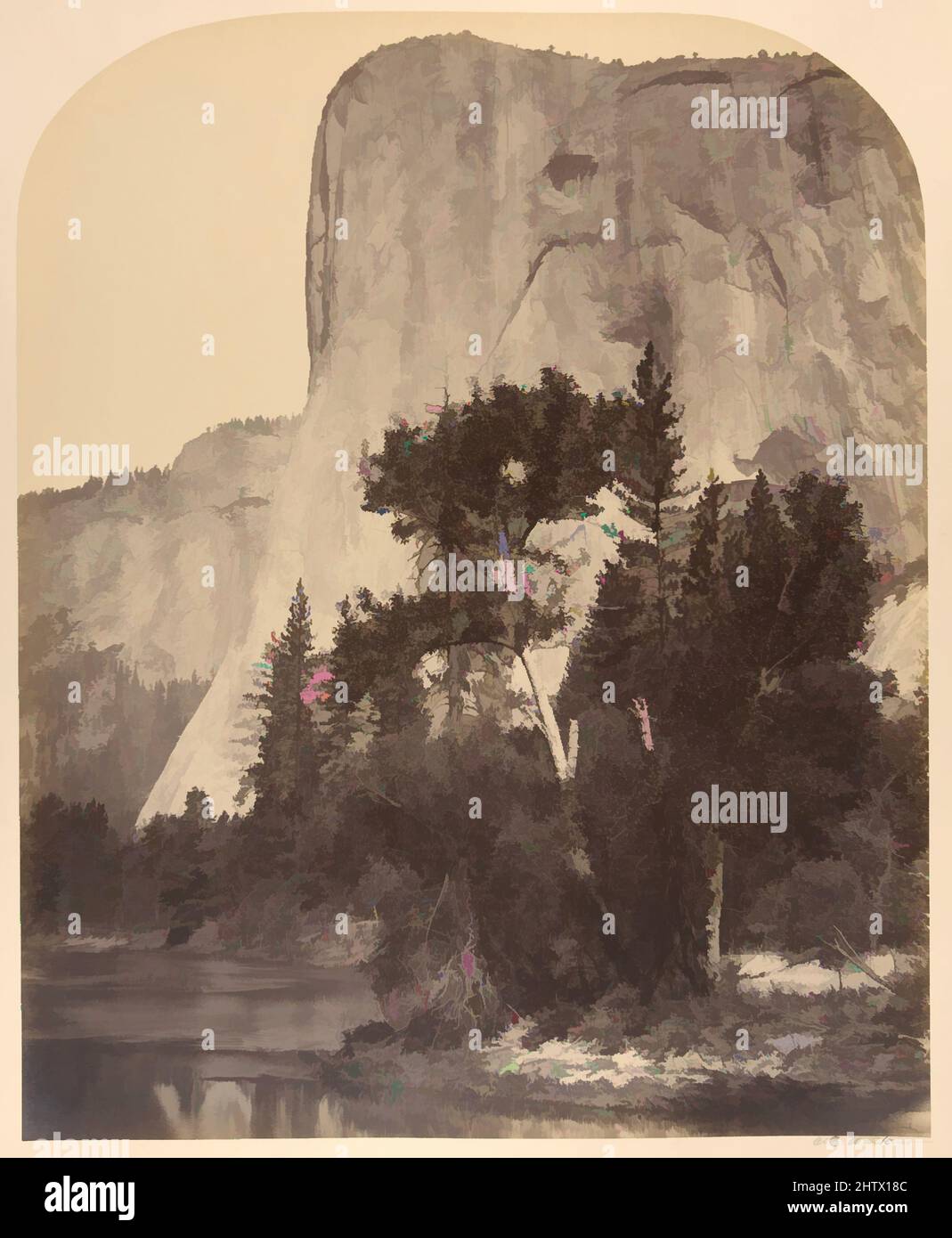 Art inspired by Tutucanula, El Capitan, 1861, Albumen silver print from glass negative, Image: 51.3 x 41.4; Mount: 66.5 x 53.6, Photographs, Carleton E. Watkins (American, 1829–1916, Classic works modernized by Artotop with a splash of modernity. Shapes, color and value, eye-catching visual impact on art. Emotions through freedom of artworks in a contemporary way. A timeless message pursuing a wildly creative new direction. Artists turning to the digital medium and creating the Artotop NFT Stock Photo