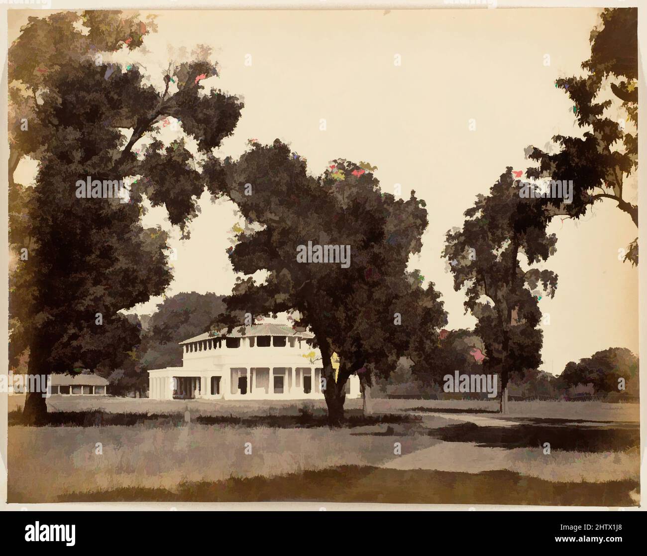 Art inspired by Bungalow in Umballa, 1850s, Albumen silver print, Image: 18.9 x 24 cm (7 7/16 x 9 7/16 in.), Photographs, Unknown, Classic works modernized by Artotop with a splash of modernity. Shapes, color and value, eye-catching visual impact on art. Emotions through freedom of artworks in a contemporary way. A timeless message pursuing a wildly creative new direction. Artists turning to the digital medium and creating the Artotop NFT Stock Photo