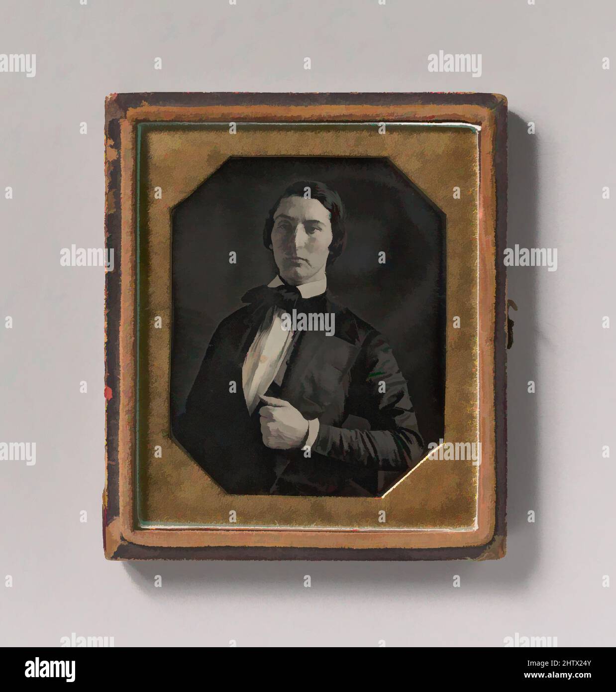 Art inspired by Young Man Holding Jacket Lapel, 1840s, Daguerreotype, Image: 6.7 x 5.5 cm (2 5/8 x 2 3/16 in.), Photographs, Unknown (American, Classic works modernized by Artotop with a splash of modernity. Shapes, color and value, eye-catching visual impact on art. Emotions through freedom of artworks in a contemporary way. A timeless message pursuing a wildly creative new direction. Artists turning to the digital medium and creating the Artotop NFT Stock Photo