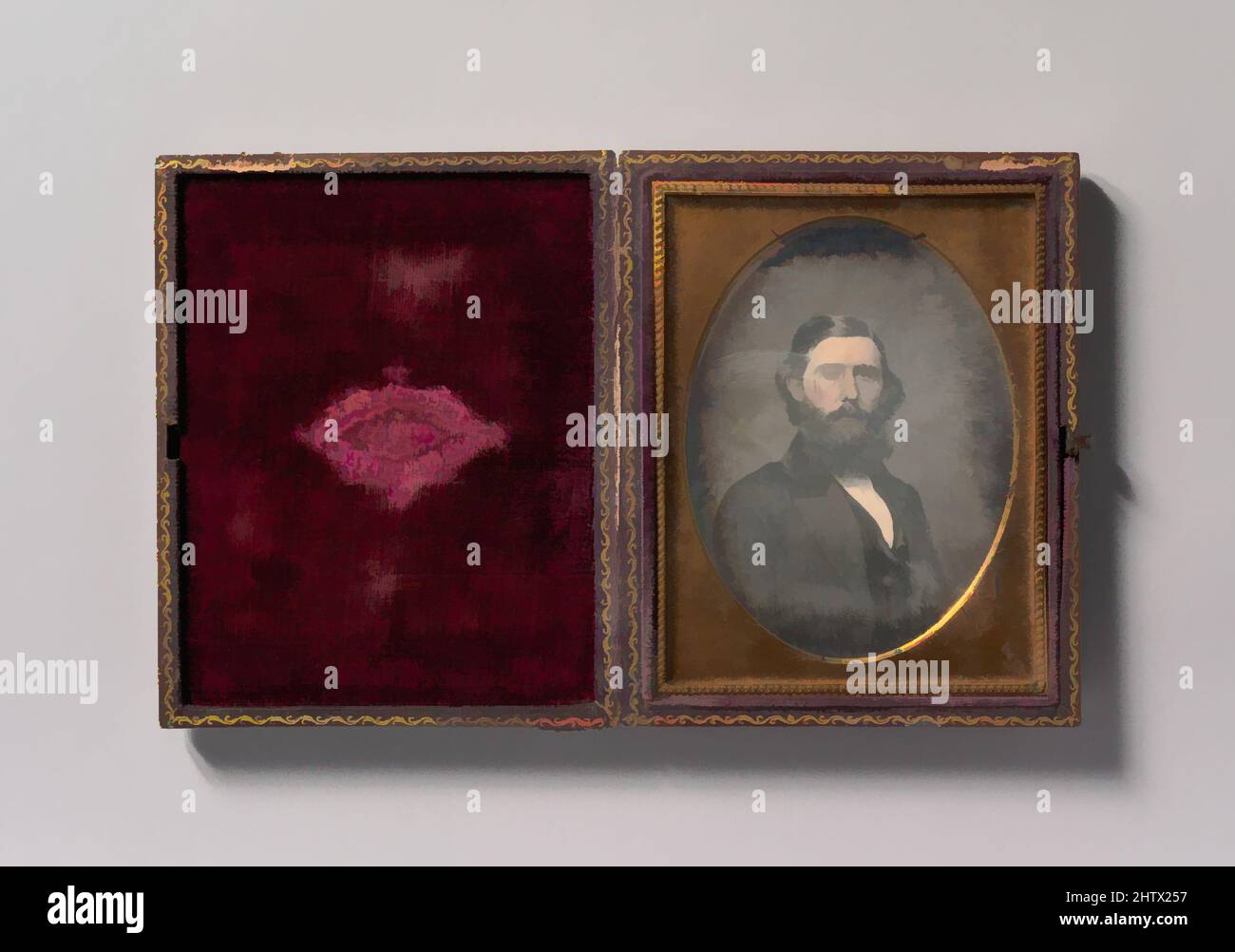 Art inspired by Bearded Man, 1853–57, Daguerreotype, Image: 9.2 x 6.8 cm (3 5/8 x 2 11/16 in.), Photographs, Classic works modernized by Artotop with a splash of modernity. Shapes, color and value, eye-catching visual impact on art. Emotions through freedom of artworks in a contemporary way. A timeless message pursuing a wildly creative new direction. Artists turning to the digital medium and creating the Artotop NFT Stock Photo