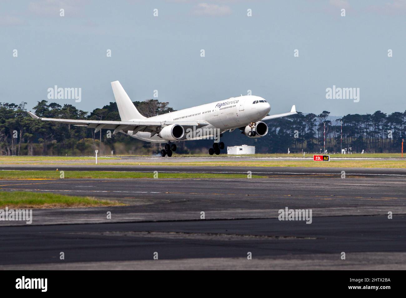 Flightservice A330 airbus at Auckland Airport, New Zealand on Monday, February 28, 2022. Stock Photo