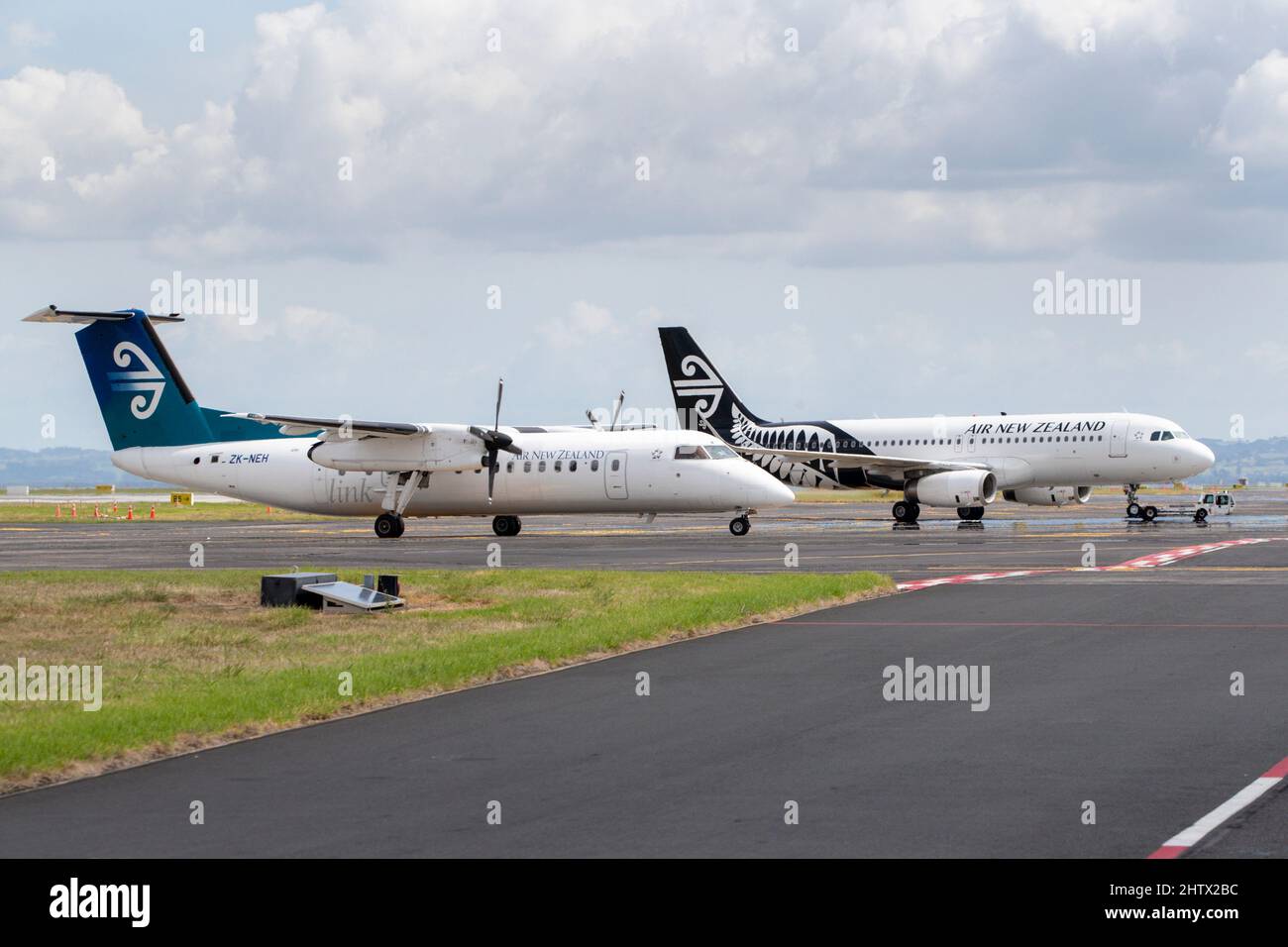 Air New Zealand aircraft at Auckland Airport, New Zealand on Monday, February 28, 2022. Stock Photo