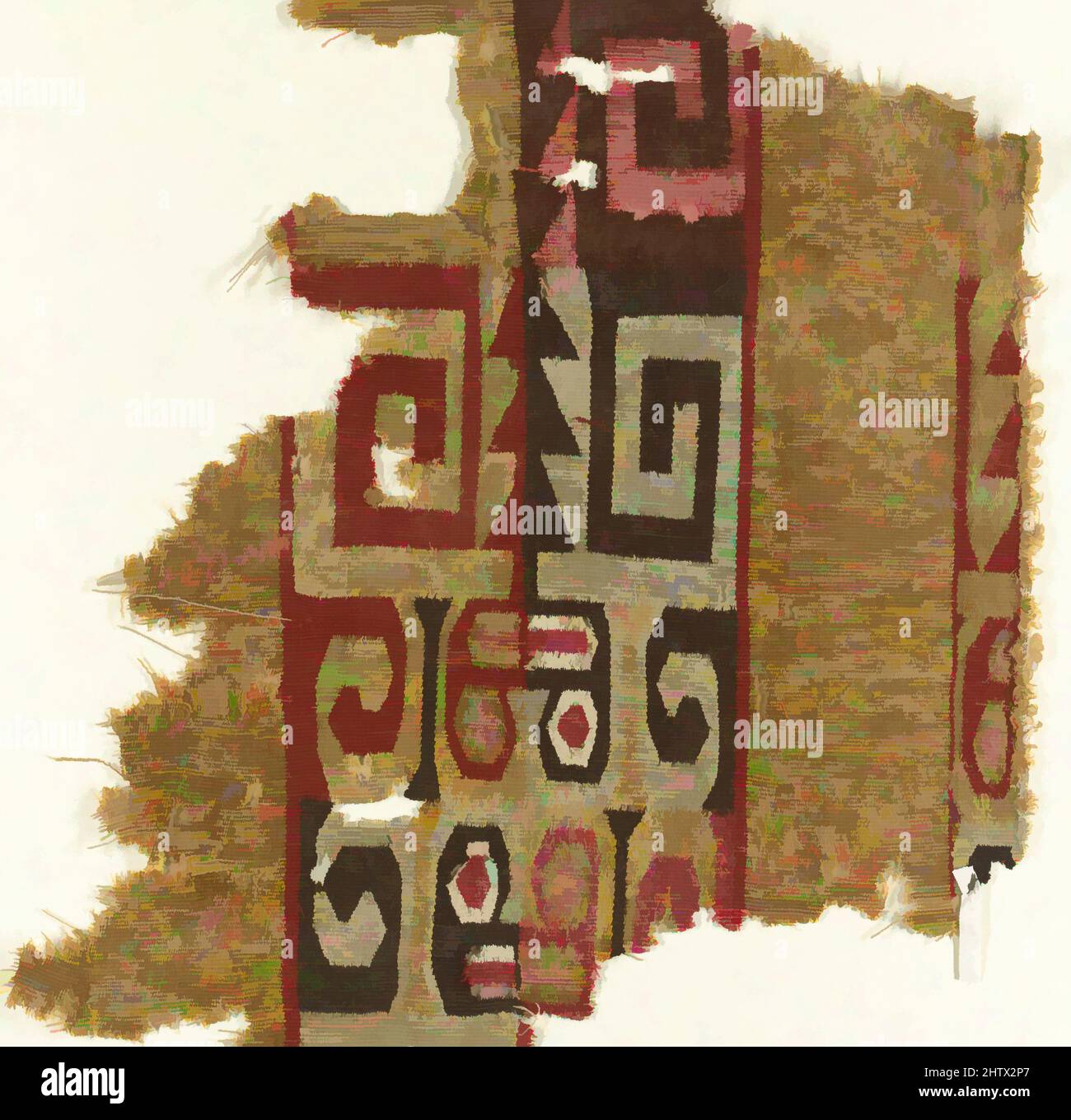 Art inspired by Tunic Fragment, 7th–9th century, Peru, Wari, Camelid hair, cotton, Overall: 9 5/8 x 11 1/4 in. (24.43 x 28.58 cm), Textiles-Woven, Classic works modernized by Artotop with a splash of modernity. Shapes, color and value, eye-catching visual impact on art. Emotions through freedom of artworks in a contemporary way. A timeless message pursuing a wildly creative new direction. Artists turning to the digital medium and creating the Artotop NFT Stock Photo