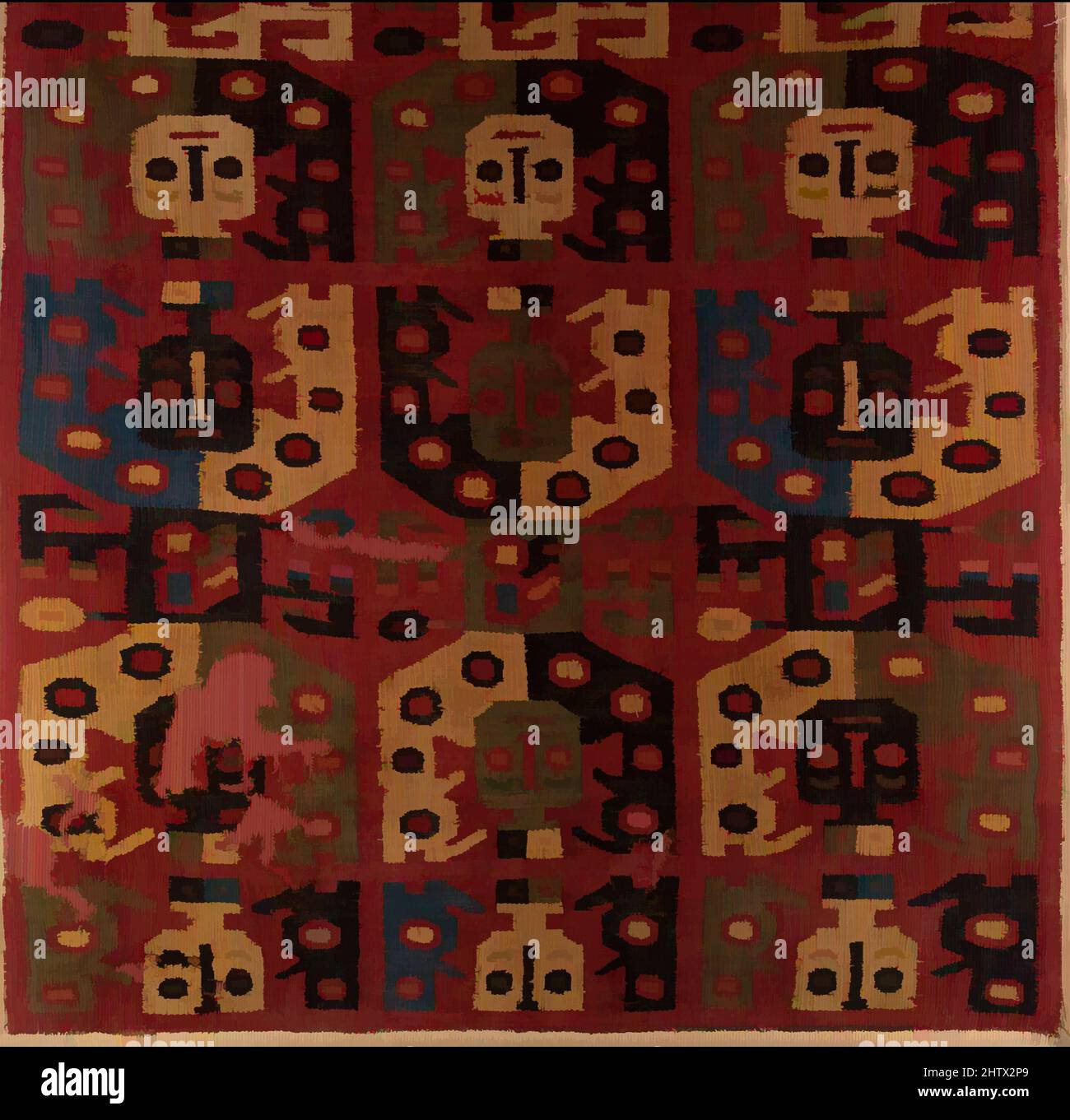 Art inspired by Panel, 10th–12th century, Peru, Wari, Cotton, camelid hair, Overall: 23 1/4 x 28 7/8 in. (59.06 x 73.34 cm), Textiles-Woven, Classic works modernized by Artotop with a splash of modernity. Shapes, color and value, eye-catching visual impact on art. Emotions through freedom of artworks in a contemporary way. A timeless message pursuing a wildly creative new direction. Artists turning to the digital medium and creating the Artotop NFT Stock Photo