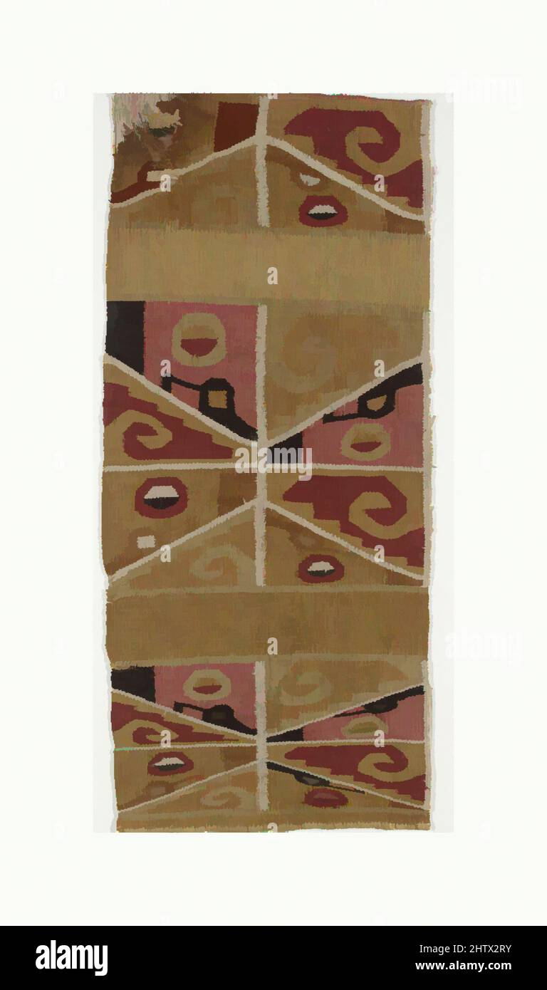 Art inspired by Tunic Fragment, 7th–9th century, Peru, Wari, Cotton, camelid hair, Overall: 8 1/2 x 18 3/4 in. (21.59 x 47.63 cm), Textiles-Woven, Classic works modernized by Artotop with a splash of modernity. Shapes, color and value, eye-catching visual impact on art. Emotions through freedom of artworks in a contemporary way. A timeless message pursuing a wildly creative new direction. Artists turning to the digital medium and creating the Artotop NFT Stock Photo