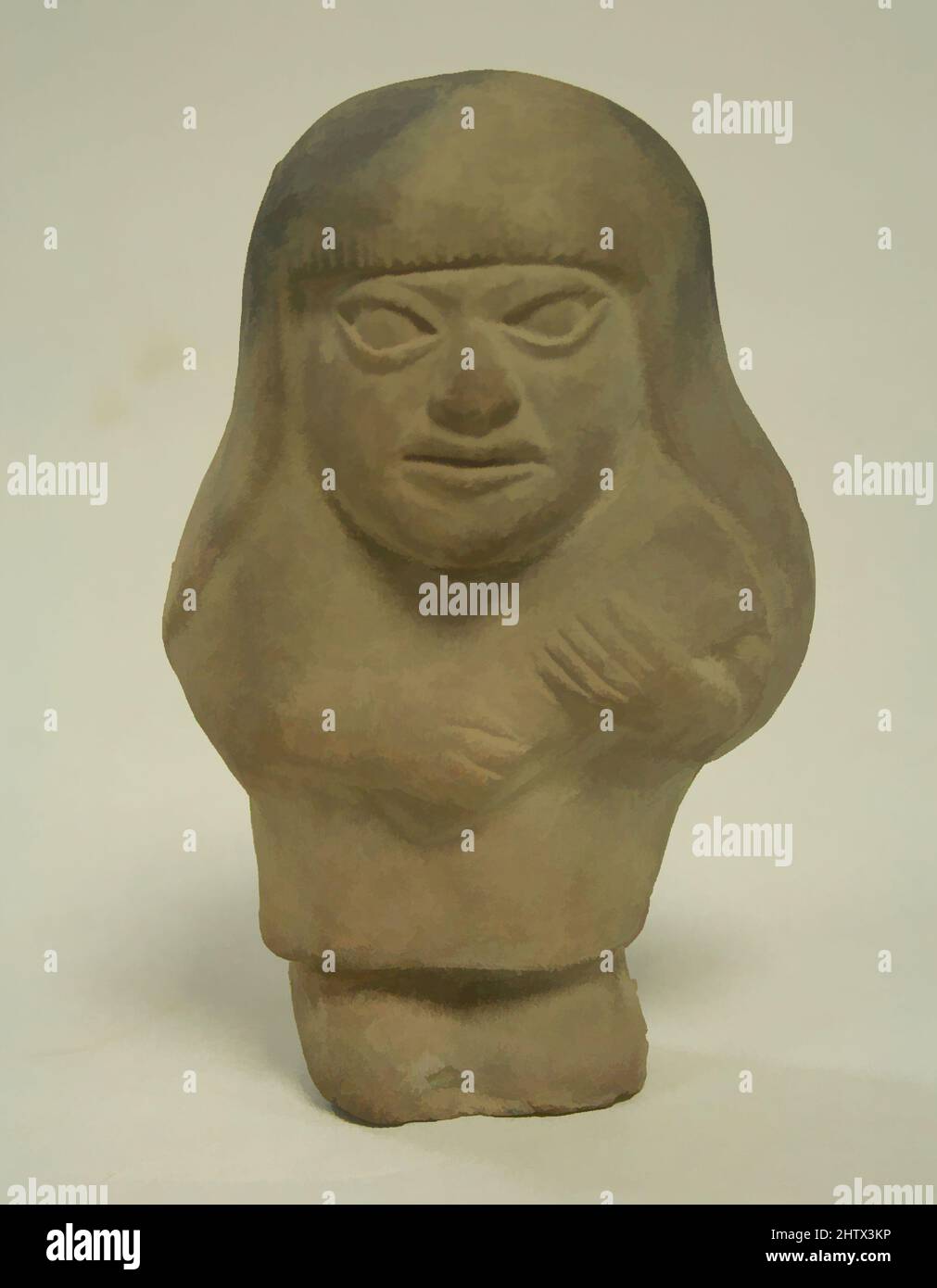 Art inspired by Standing Ceramic Figure, 3rd–5th century, Peru, Moche, Ceramic, H x W: 4 3/4 x 3in. (12.1 x 7.6cm), Ceramics-Sculpture, Classic works modernized by Artotop with a splash of modernity. Shapes, color and value, eye-catching visual impact on art. Emotions through freedom of artworks in a contemporary way. A timeless message pursuing a wildly creative new direction. Artists turning to the digital medium and creating the Artotop NFT Stock Photo