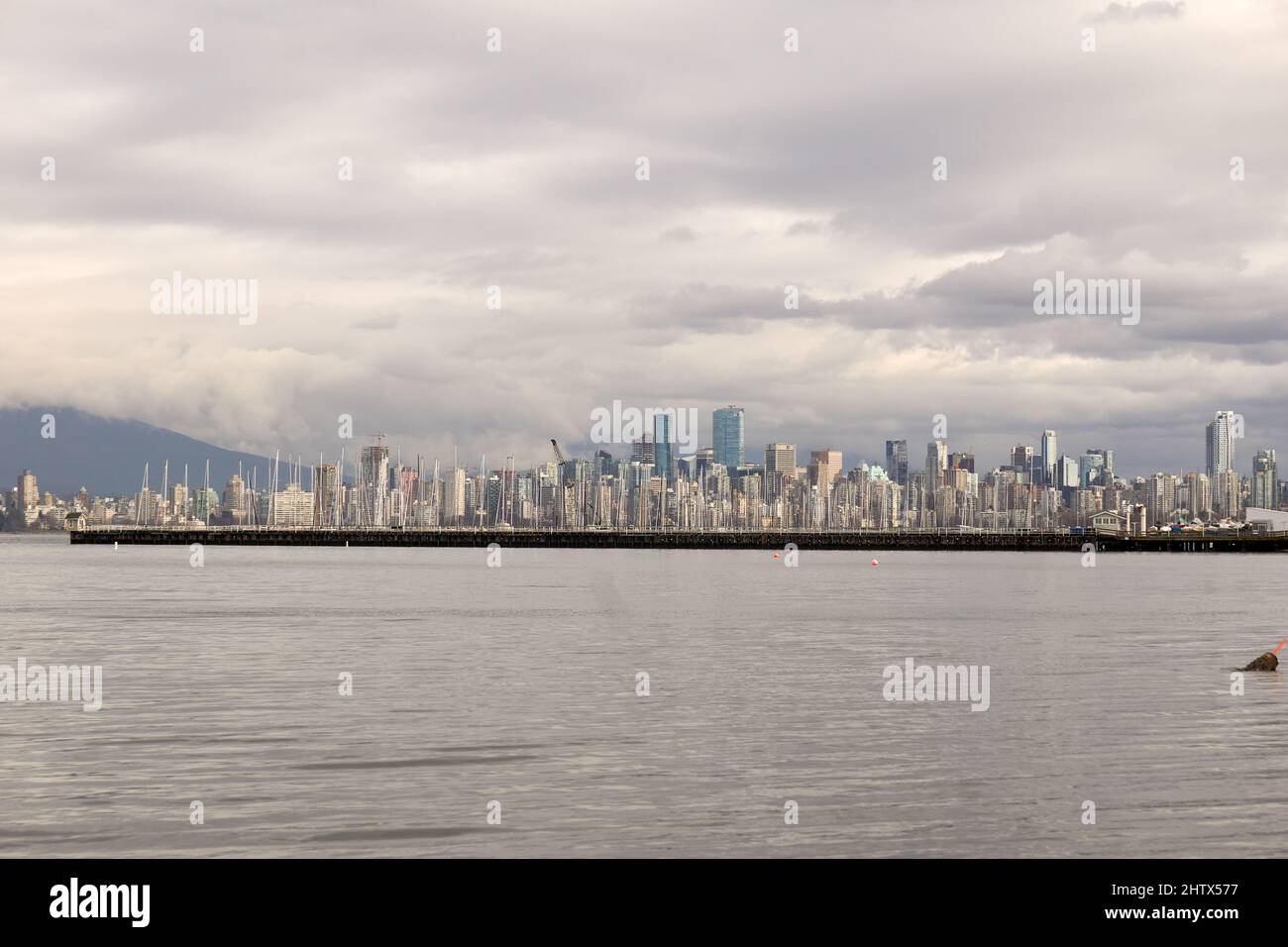 Vancouver downtown skyline in winter 2022 from Jericho Beach,  Vancouver, British Columbia, Canada Stock Photo