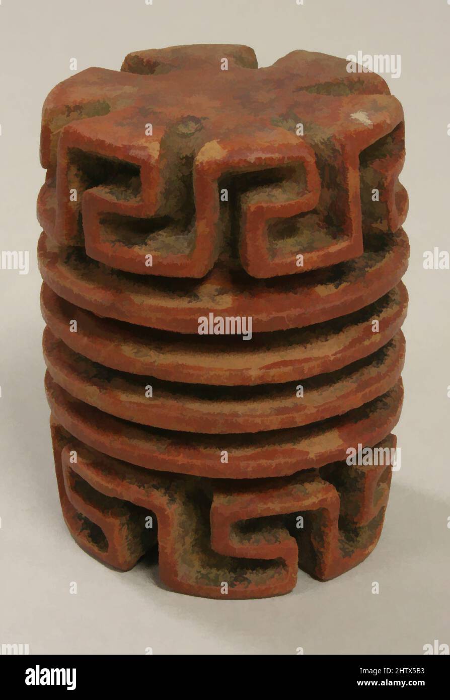 Art inspired by Rolelr Stamp, 5th–6th century, Costa Rica, Atlantic Watershed, Ceramic, H. 2 in. x Diam. 1 1/2 in. (5.1 x 3.8 cm), Ceramics-Implements, Classic works modernized by Artotop with a splash of modernity. Shapes, color and value, eye-catching visual impact on art. Emotions through freedom of artworks in a contemporary way. A timeless message pursuing a wildly creative new direction. Artists turning to the digital medium and creating the Artotop NFT Stock Photo
