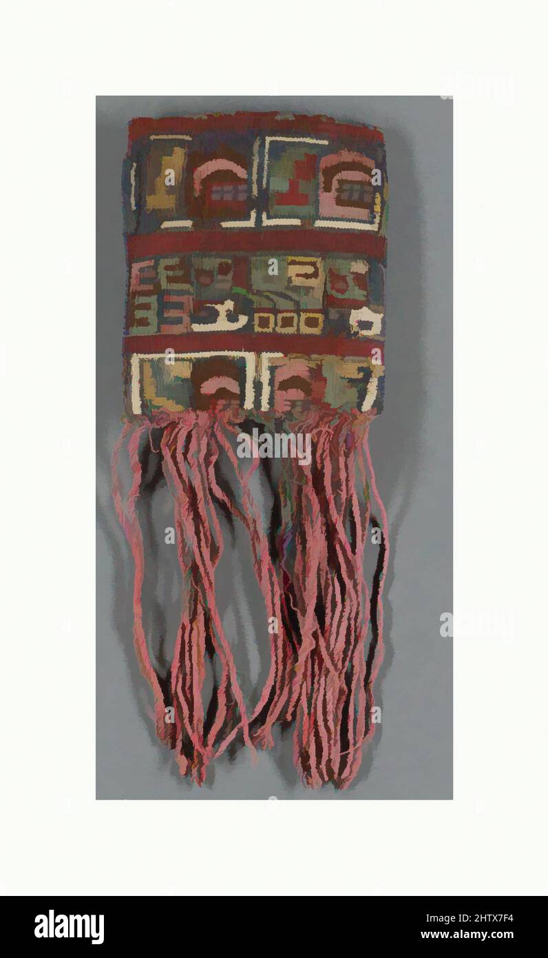 Art inspired by Bag with Fringes, 7th–10th century, Peru, Wari, Cotton, camelid hair, Height 10-1/2 in., Textiles-Woven, Classic works modernized by Artotop with a splash of modernity. Shapes, color and value, eye-catching visual impact on art. Emotions through freedom of artworks in a contemporary way. A timeless message pursuing a wildly creative new direction. Artists turning to the digital medium and creating the Artotop NFT Stock Photo