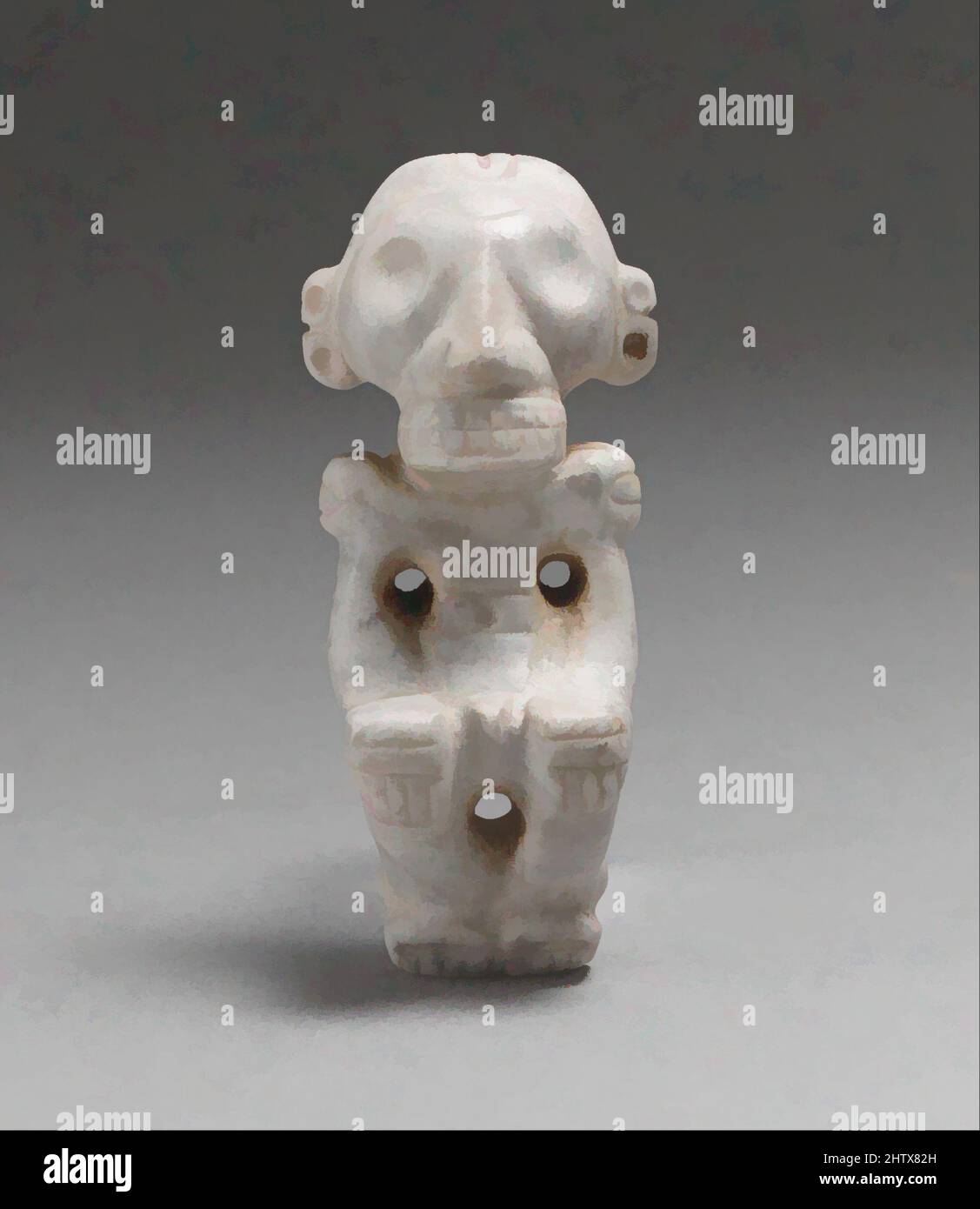 Art inspired by Pendant Figure, 13th–15th century, Dominican Republic, Caribbean, Distrito Nacional, La Caleta, reportedly, Taino, Stone, H. 3 x W. 1 1/4 x D. 1 1/4 in., Stone-Ornaments, Death imagery in the form of skeletal figures and skulls with deep eye sockets and huge grimacing, Classic works modernized by Artotop with a splash of modernity. Shapes, color and value, eye-catching visual impact on art. Emotions through freedom of artworks in a contemporary way. A timeless message pursuing a wildly creative new direction. Artists turning to the digital medium and creating the Artotop NFT Stock Photo
