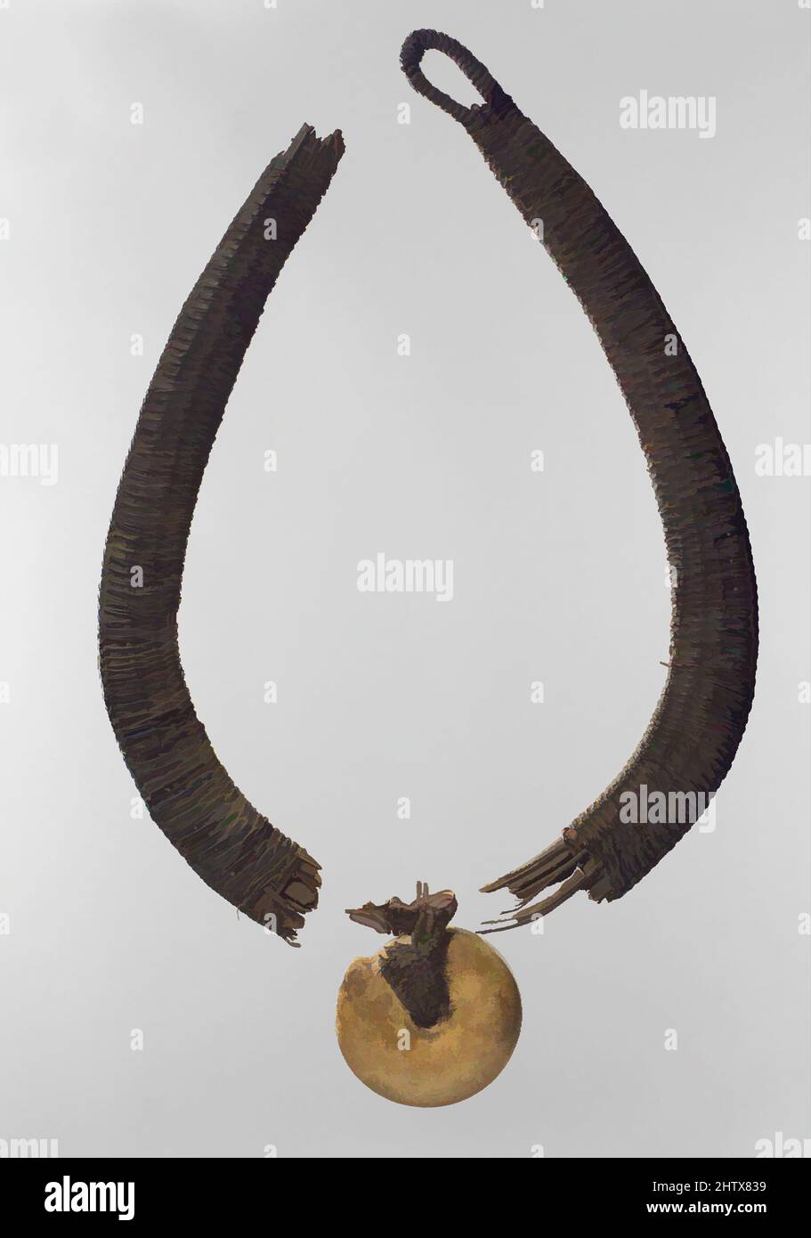 Art inspired by Necklace: Pendant, 16th–18th century, Angola, Chokwe peoples, Wood, ceramic, raffia, H x W: 11 x 14 3/4in. (27.9 x 37.5cm), Wood-Ornaments, The broad expanse of open savanna in present-day Democratic Republic of Congo and Angola became a major center of trade between, Classic works modernized by Artotop with a splash of modernity. Shapes, color and value, eye-catching visual impact on art. Emotions through freedom of artworks in a contemporary way. A timeless message pursuing a wildly creative new direction. Artists turning to the digital medium and creating the Artotop NFT Stock Photo