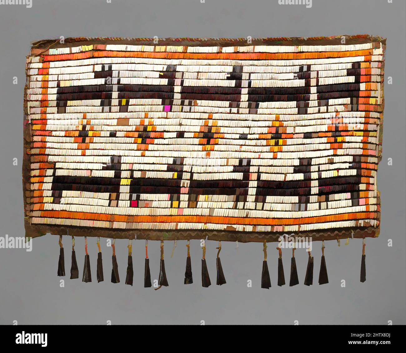 Art inspired by Cradleboard Cover Panel, 1810–30, United States, Minnesota or North Dakota or South Dakota, Eastern Sioux, Native-tanned skin, birchbark, quill, metal, H. 10 x W. 14 1/8 in. (25.4 x 35.9 cm), Barkcloth, Classic works modernized by Artotop with a splash of modernity. Shapes, color and value, eye-catching visual impact on art. Emotions through freedom of artworks in a contemporary way. A timeless message pursuing a wildly creative new direction. Artists turning to the digital medium and creating the Artotop NFT Stock Photo