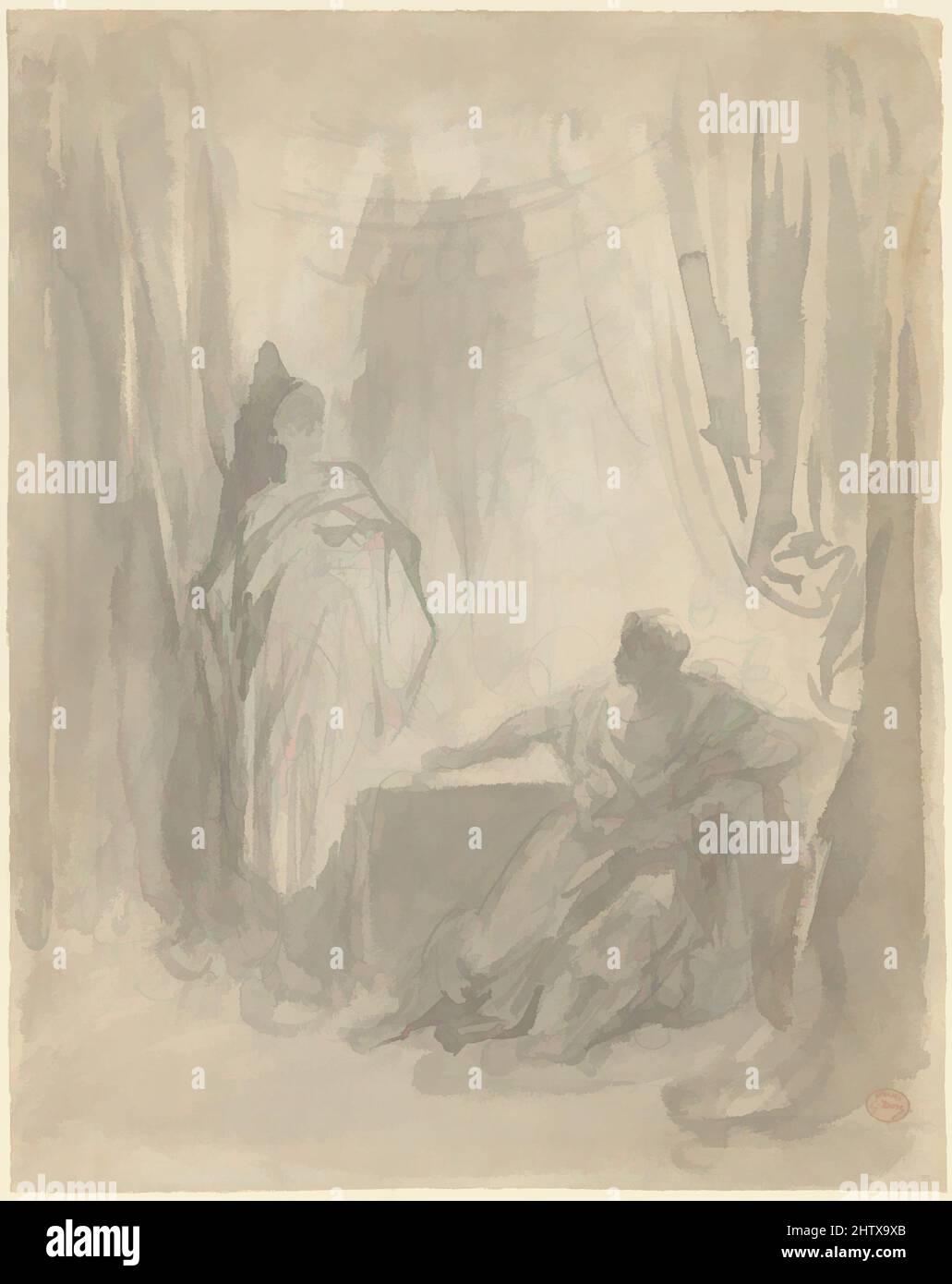 Art inspired by L'Apparition, 1850–83, Brush and gray wash over black ...