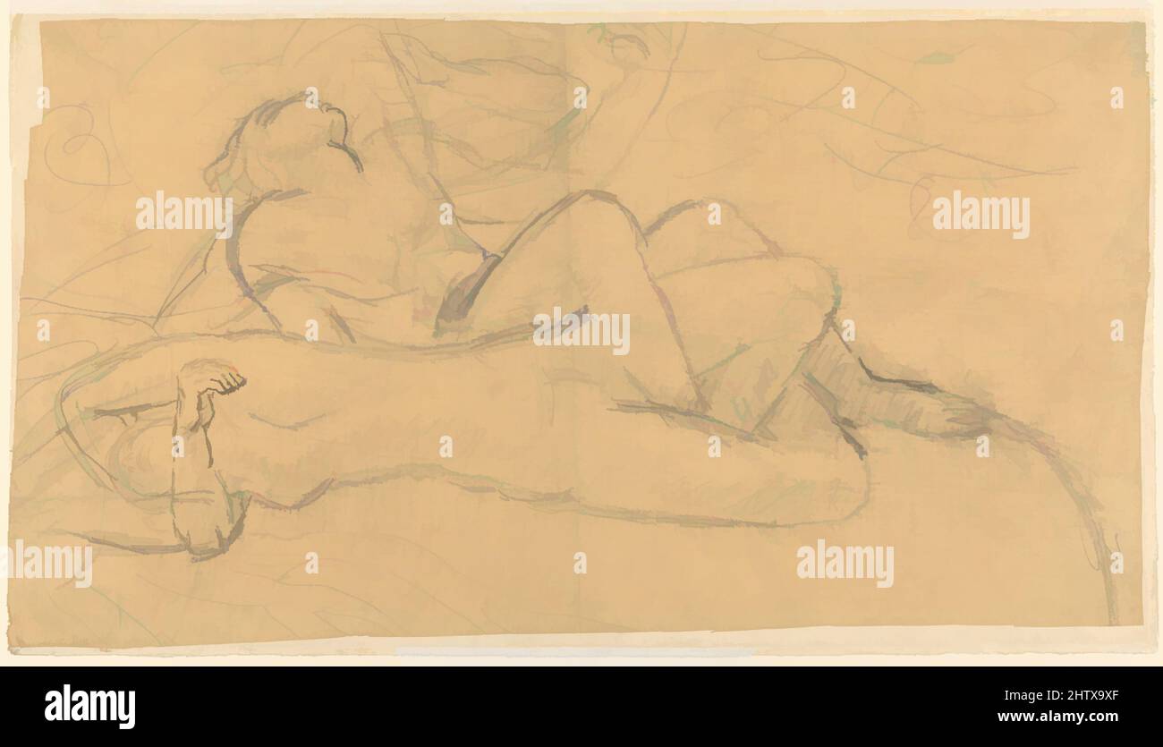 Art inspired by Adam and Eve, n.d., Graphite, pen and black ink, 13 3/4 x 25 3/8 in. (34.9 x 64.5cm), Drawings, Antoine-Émile Bourdelle (French, Montauban 1861–1929 Vésinet, Classic works modernized by Artotop with a splash of modernity. Shapes, color and value, eye-catching visual impact on art. Emotions through freedom of artworks in a contemporary way. A timeless message pursuing a wildly creative new direction. Artists turning to the digital medium and creating the Artotop NFT Stock Photo