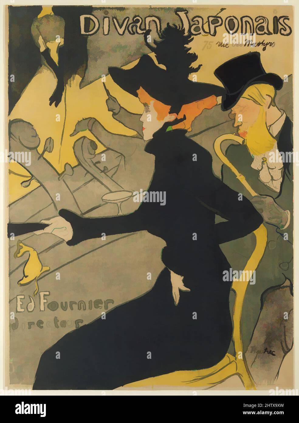 Art inspired by Divan Japonais, 1892–93, Lithograph printed in four colors, wove paper, 31-13/16 x 23-15/16 in. (80.8 x 60.8 cm), Henri de Toulouse-Lautrec (French, Albi 1864–1901 Saint-André-du-Bois), Divan Japonais was one of the many café-concerts in late nineteenth-century Paris, Classic works modernized by Artotop with a splash of modernity. Shapes, color and value, eye-catching visual impact on art. Emotions through freedom of artworks in a contemporary way. A timeless message pursuing a wildly creative new direction. Artists turning to the digital medium and creating the Artotop NFT Stock Photo