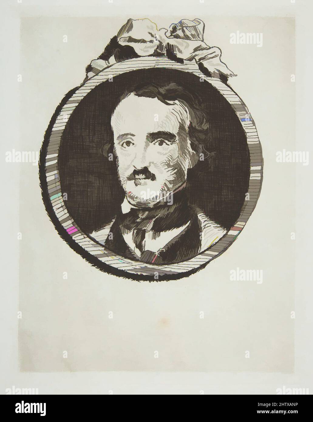 Art inspired by Portrait of Edgar Allan Poe, 1876, Etching on blue laid paper, from 1905 Strölin edition, plate: 7 1/4 x 5 3/4in. (18.4 x 14.6cm), Prints, Édouard Manet (French, Paris 1832–1883 Paris, Classic works modernized by Artotop with a splash of modernity. Shapes, color and value, eye-catching visual impact on art. Emotions through freedom of artworks in a contemporary way. A timeless message pursuing a wildly creative new direction. Artists turning to the digital medium and creating the Artotop NFT Stock Photo