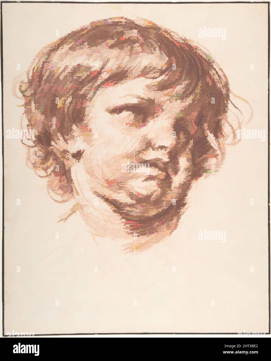 Art inspired by Head of a Young Boy, n.d., Red chalk. Framing lines in
