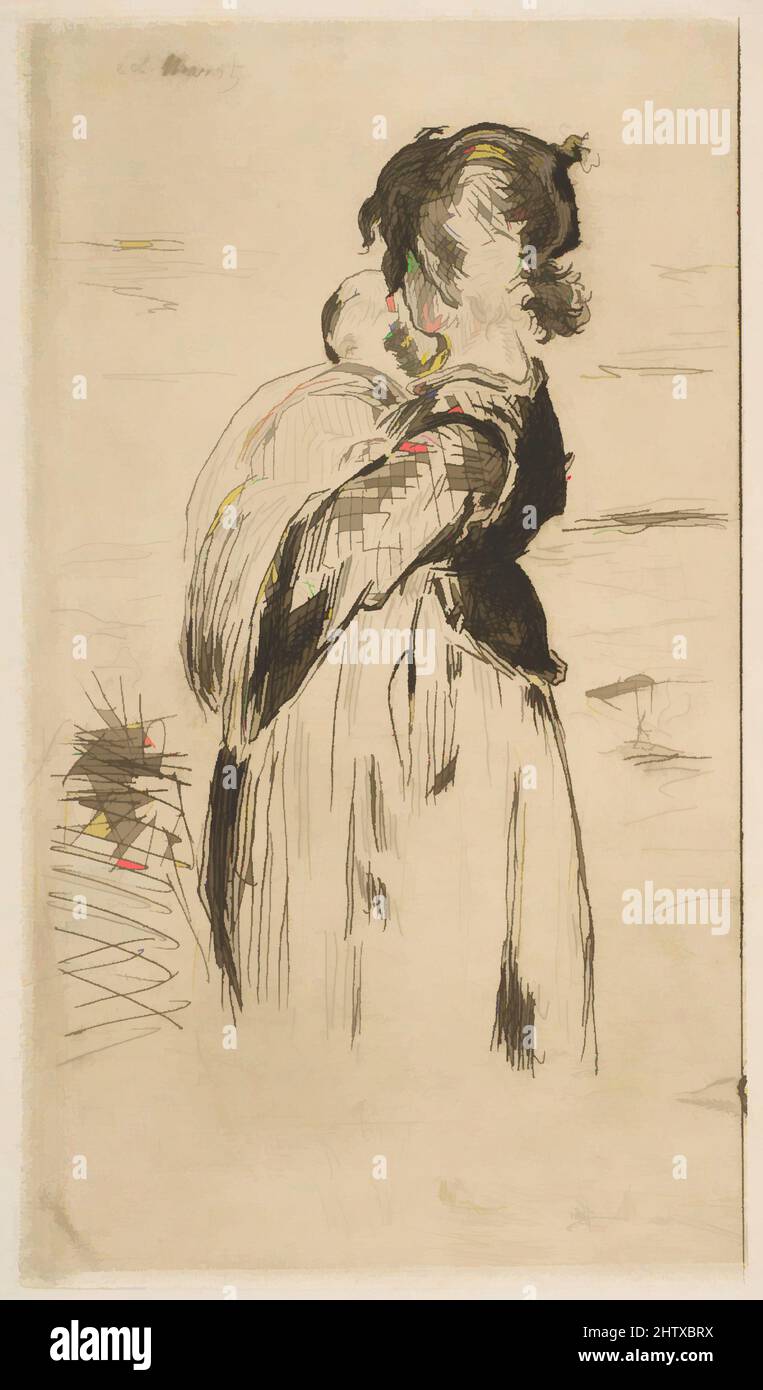 Art inspired by The Little Girl, 1861–62, Etching and drypoint on laid paper, state one of two, plate: 8 1/8 x 4 5/8in. (20.6 x 11.7cm), Prints, Édouard Manet (French, Paris 1832–1883 Paris, Classic works modernized by Artotop with a splash of modernity. Shapes, color and value, eye-catching visual impact on art. Emotions through freedom of artworks in a contemporary way. A timeless message pursuing a wildly creative new direction. Artists turning to the digital medium and creating the Artotop NFT Stock Photo