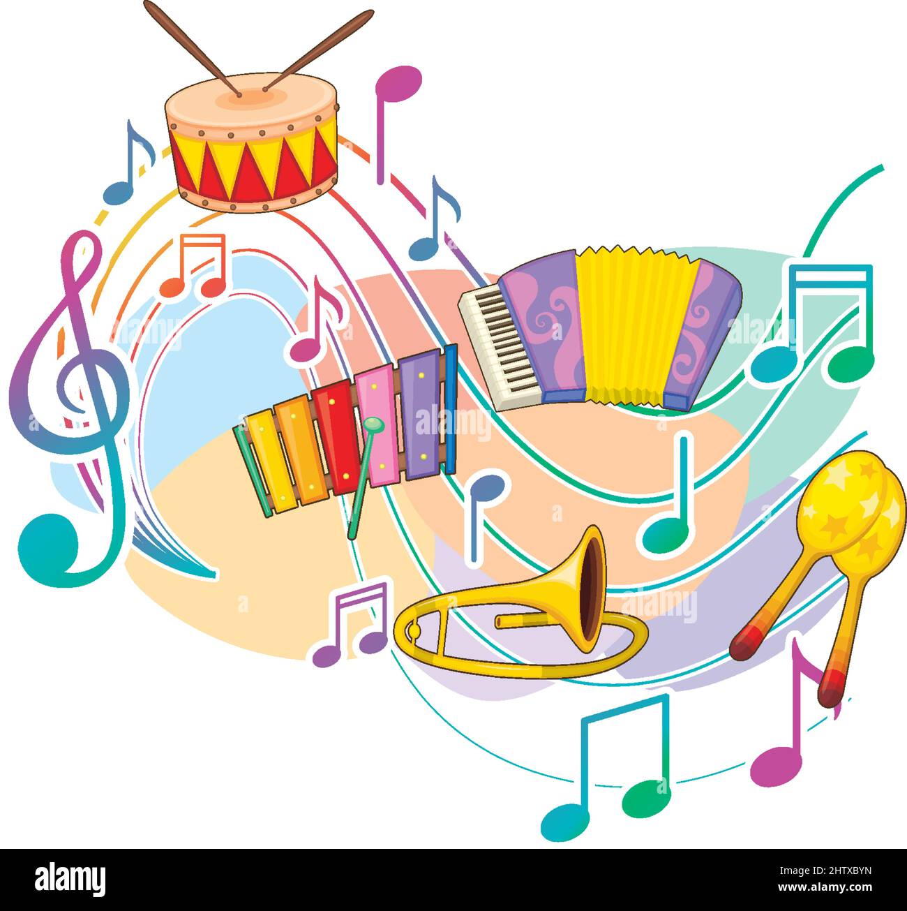 Musical Notes Entertainment Music instrument with music notes on white background illustration ...