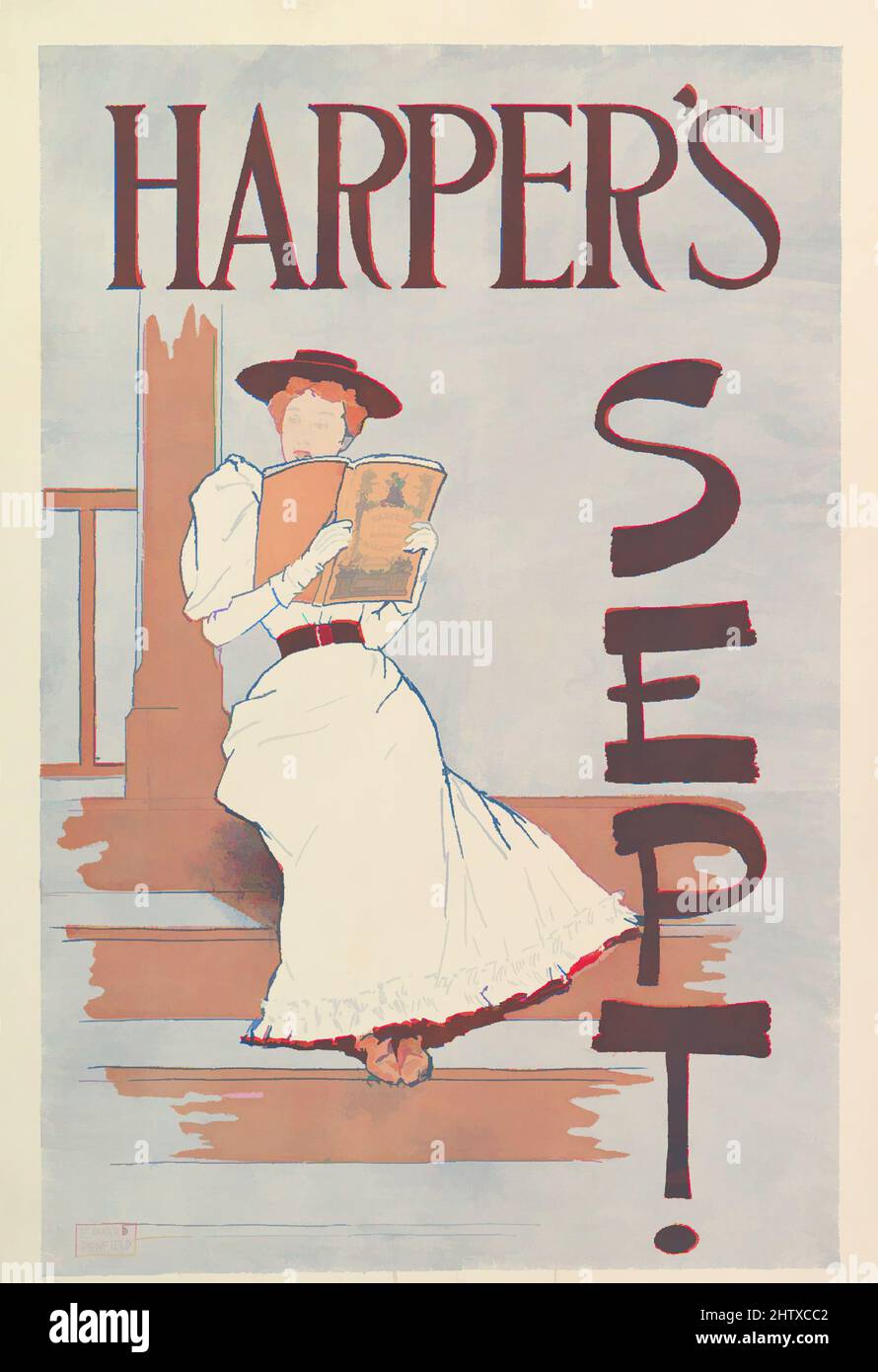 Art inspired by Harper's, September, 1893, Lithograph, Sheet: 19 1/2 × 13 1/2 in. (49.5 × 34.3 cm), Prints, Edward Penfield (American, Brooklyn, New York 1866–1925 Beacon, New York, Classic works modernized by Artotop with a splash of modernity. Shapes, color and value, eye-catching visual impact on art. Emotions through freedom of artworks in a contemporary way. A timeless message pursuing a wildly creative new direction. Artists turning to the digital medium and creating the Artotop NFT Stock Photo