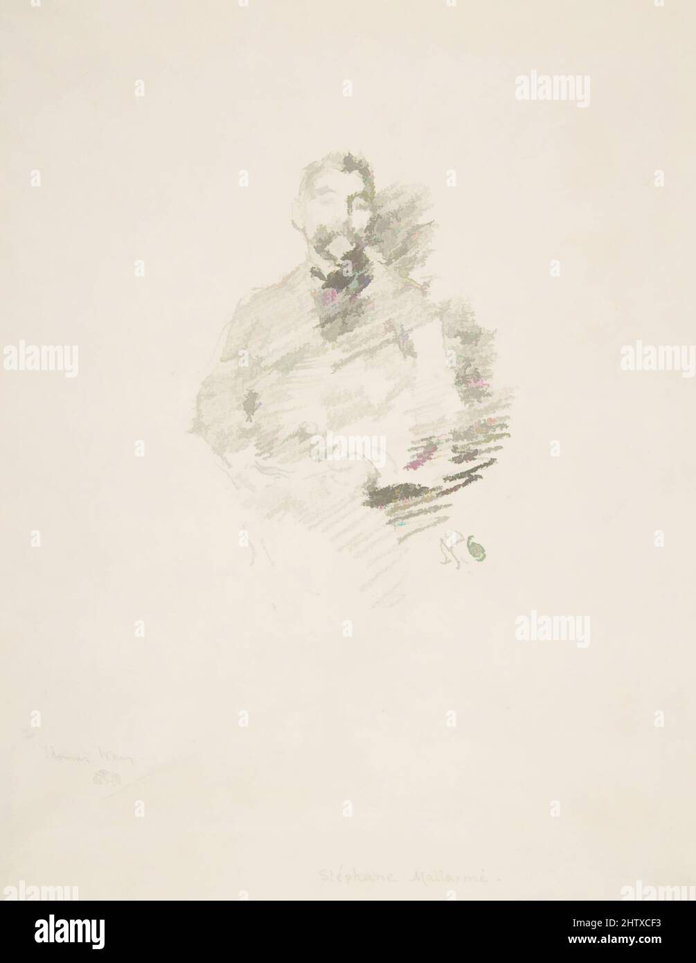 Art inspired by Stéphane Mallarmé, 1892, Transfer lithograph, drawn on thin, transparent transfer paper; only state (Chicago); printed in gray-black ink on ivory laid paper, Image: 3 13/16 × 2 3/4 in. (9.7 × 7 cm), Prints, James McNeill Whistler (American, Lowell, Massachusetts 1834–, Classic works modernized by Artotop with a splash of modernity. Shapes, color and value, eye-catching visual impact on art. Emotions through freedom of artworks in a contemporary way. A timeless message pursuing a wildly creative new direction. Artists turning to the digital medium and creating the Artotop NFT Stock Photo