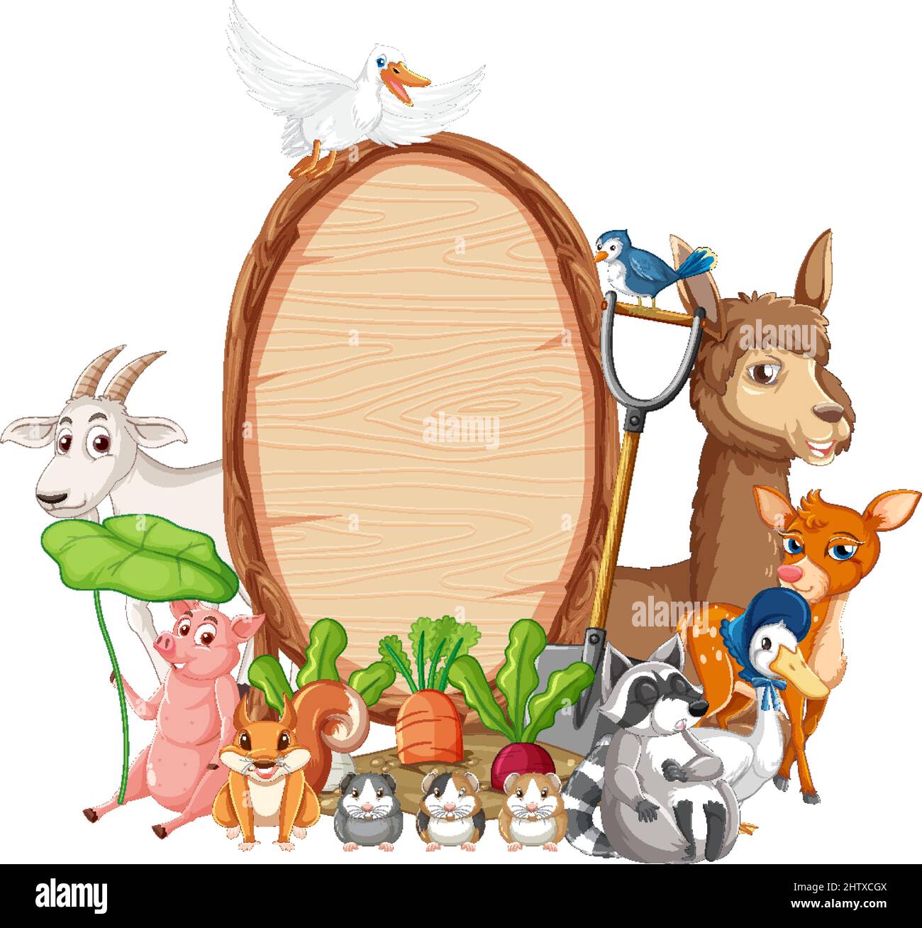 Animal with wooden sign banner illustration Stock Vector Image & Art ...