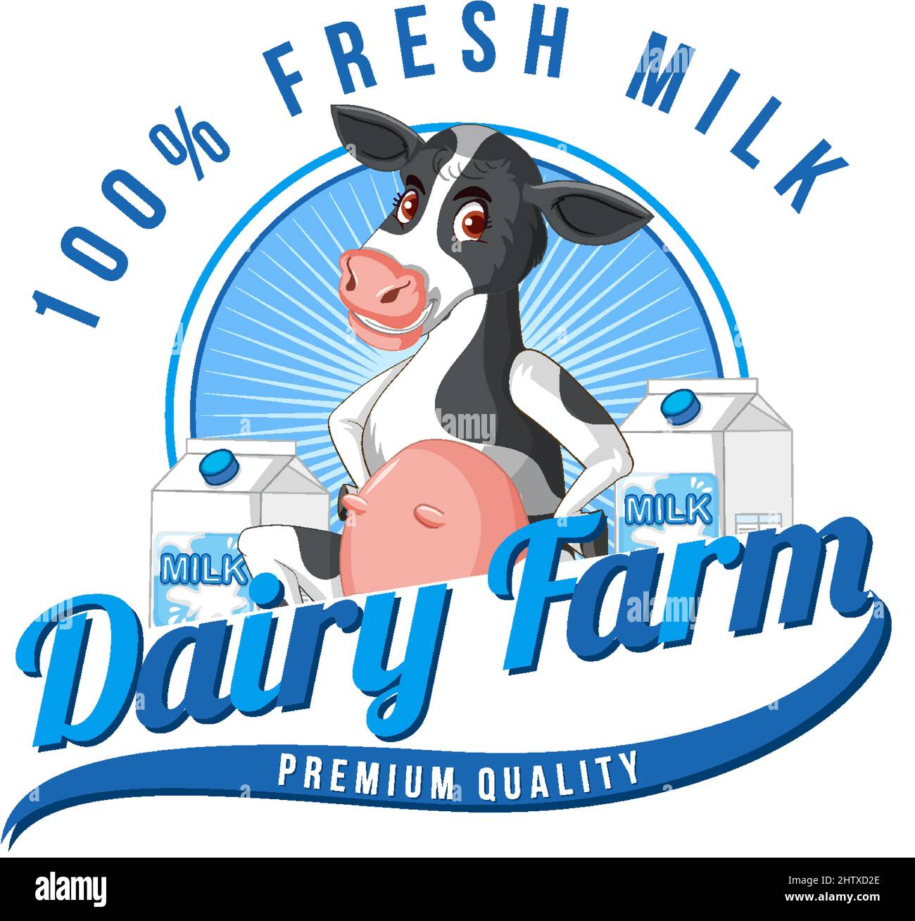 A cow with a Dairy farm label illustration Stock Vector Image & Art - Alamy